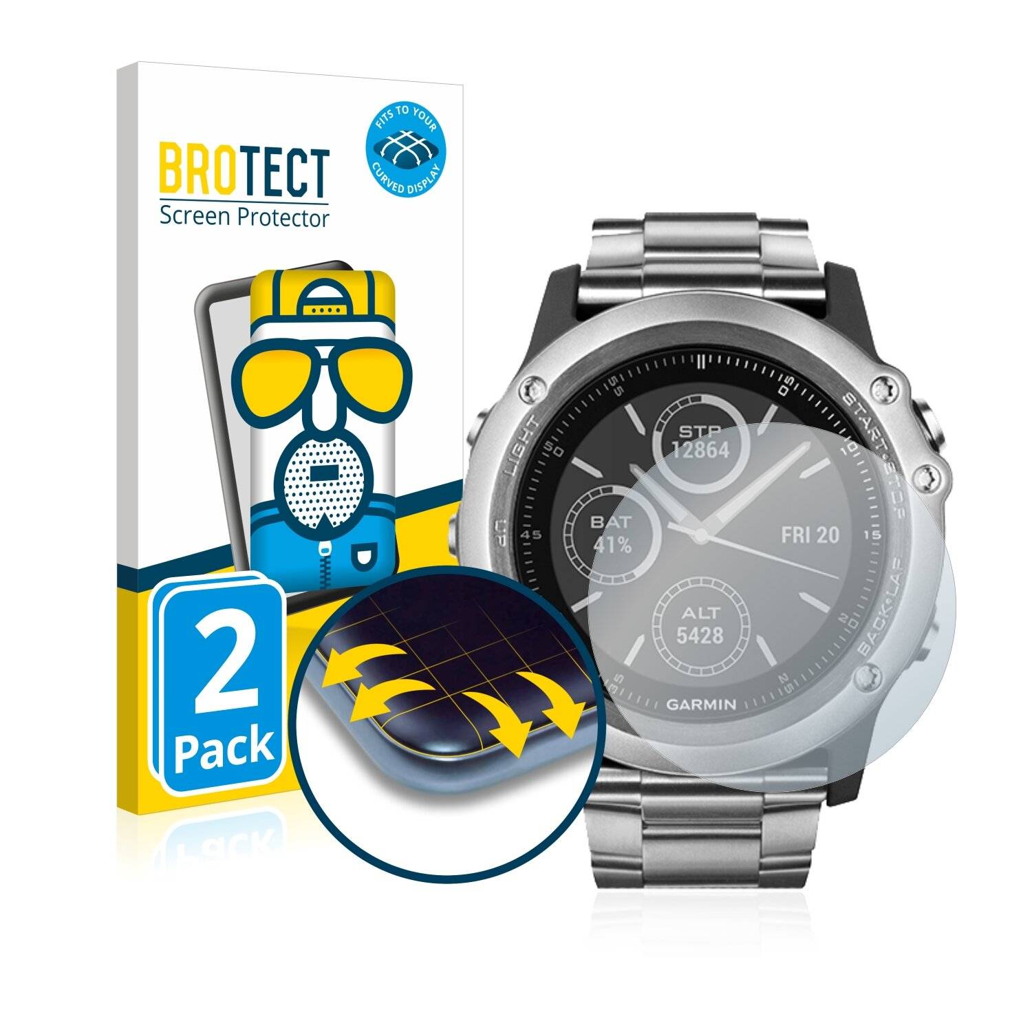 2x BROTECT Flex Matte Full-Cover Displayschutzfolie für Garmin Fenix 3