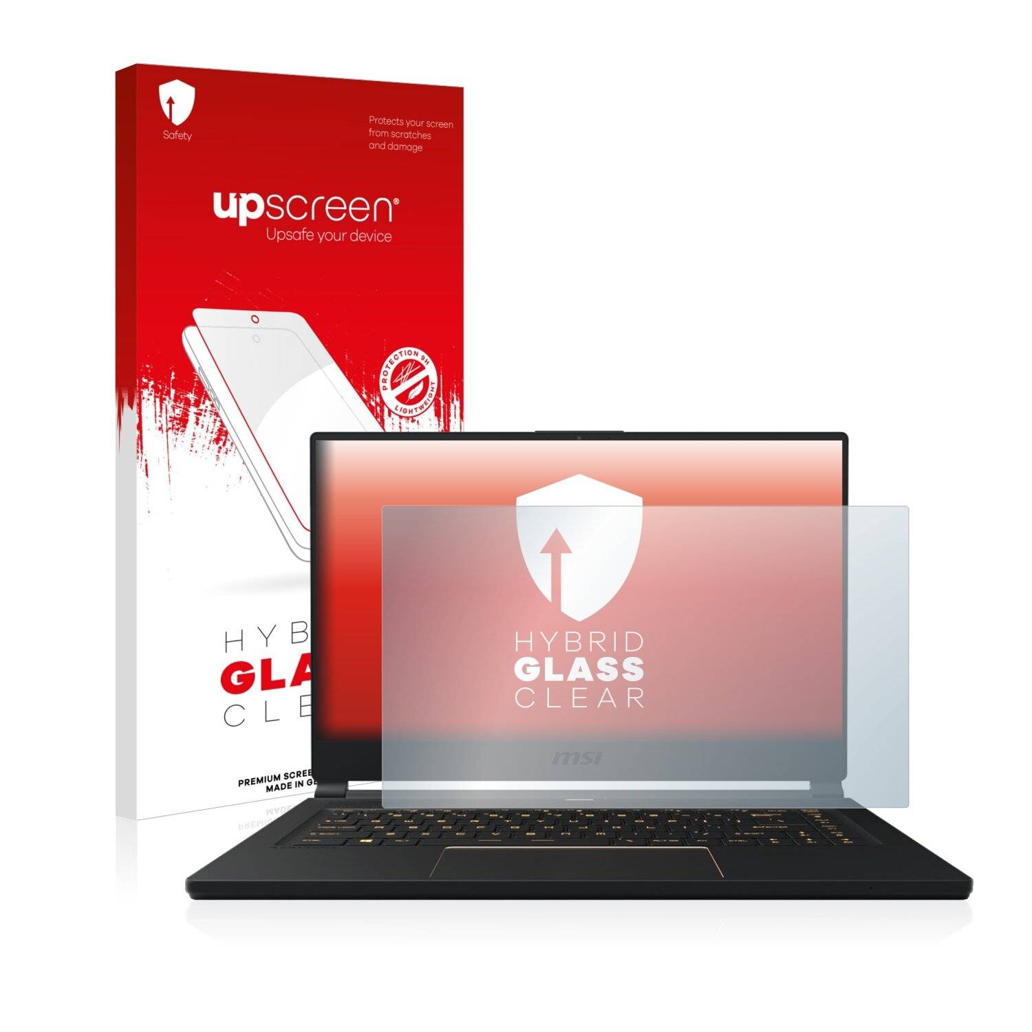 upscreen Hybrid Glass Clear Premium Schutzglas Folie für MSI GS66 Stealth 10