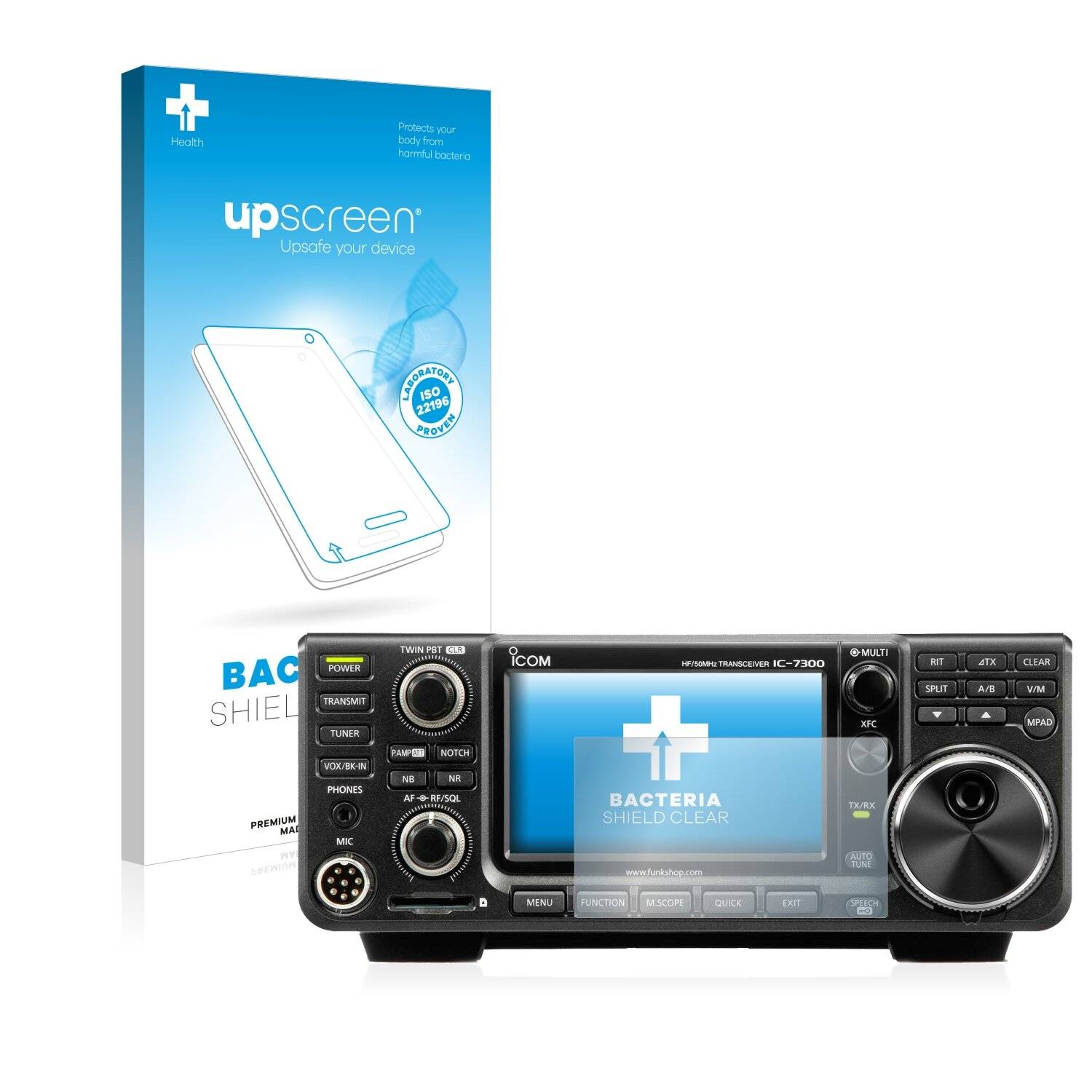 upscreen Bacteria Shield Clear Premium Antibakterielle Displayschutzfolie für Icom