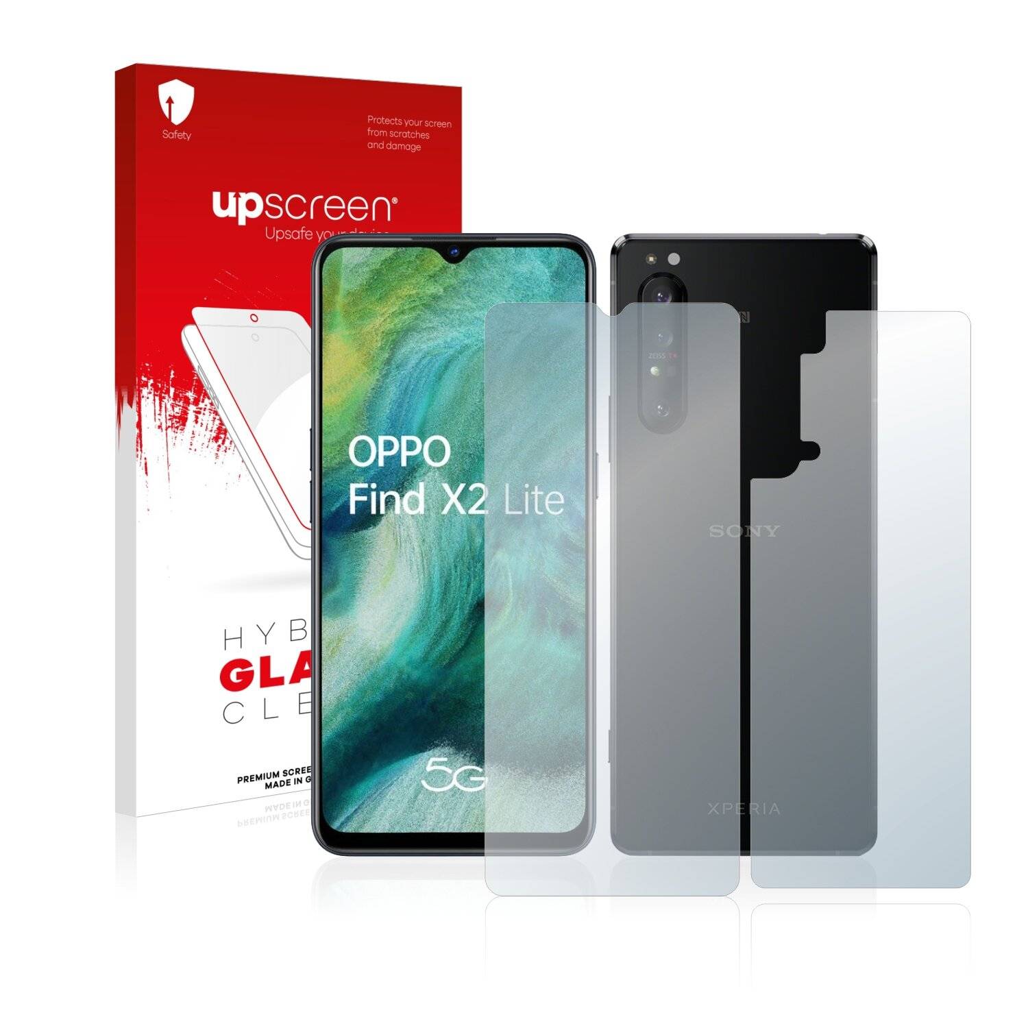 upscreen Hybrid Glass Clear Premium Schutzglas Folie für Oppo Find X2 Lite (Vorder +