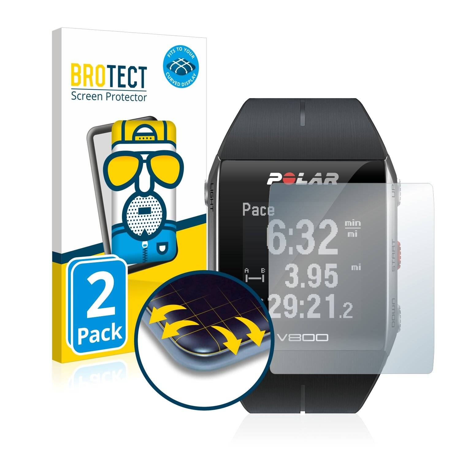2x BROTECT Flex Matte Full-Cover Displayschutzfolie für Polar V800