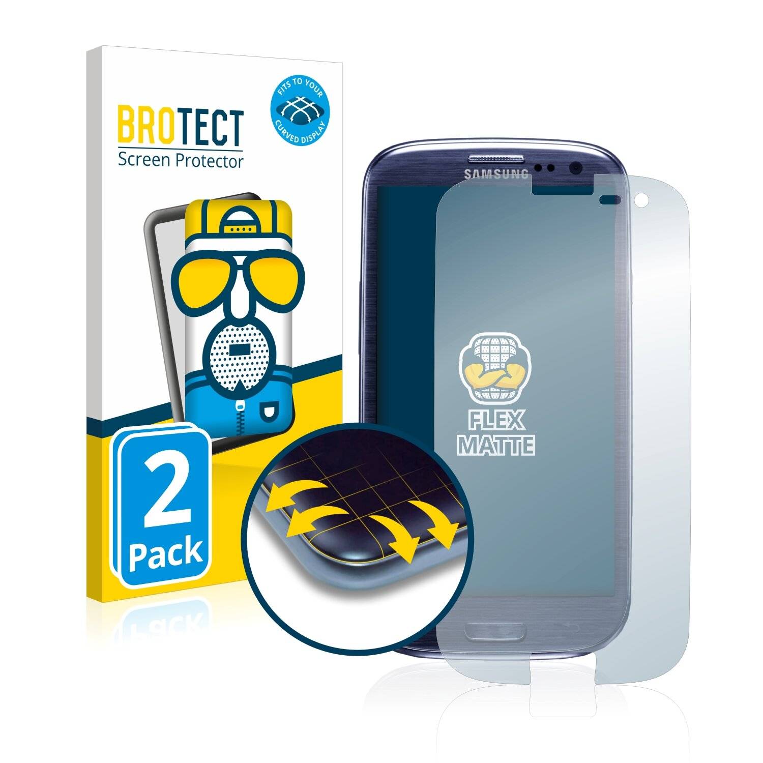 2x BROTECT Flex Matte Full-Cover Displayschutzfolie für Samsung Galaxy S3