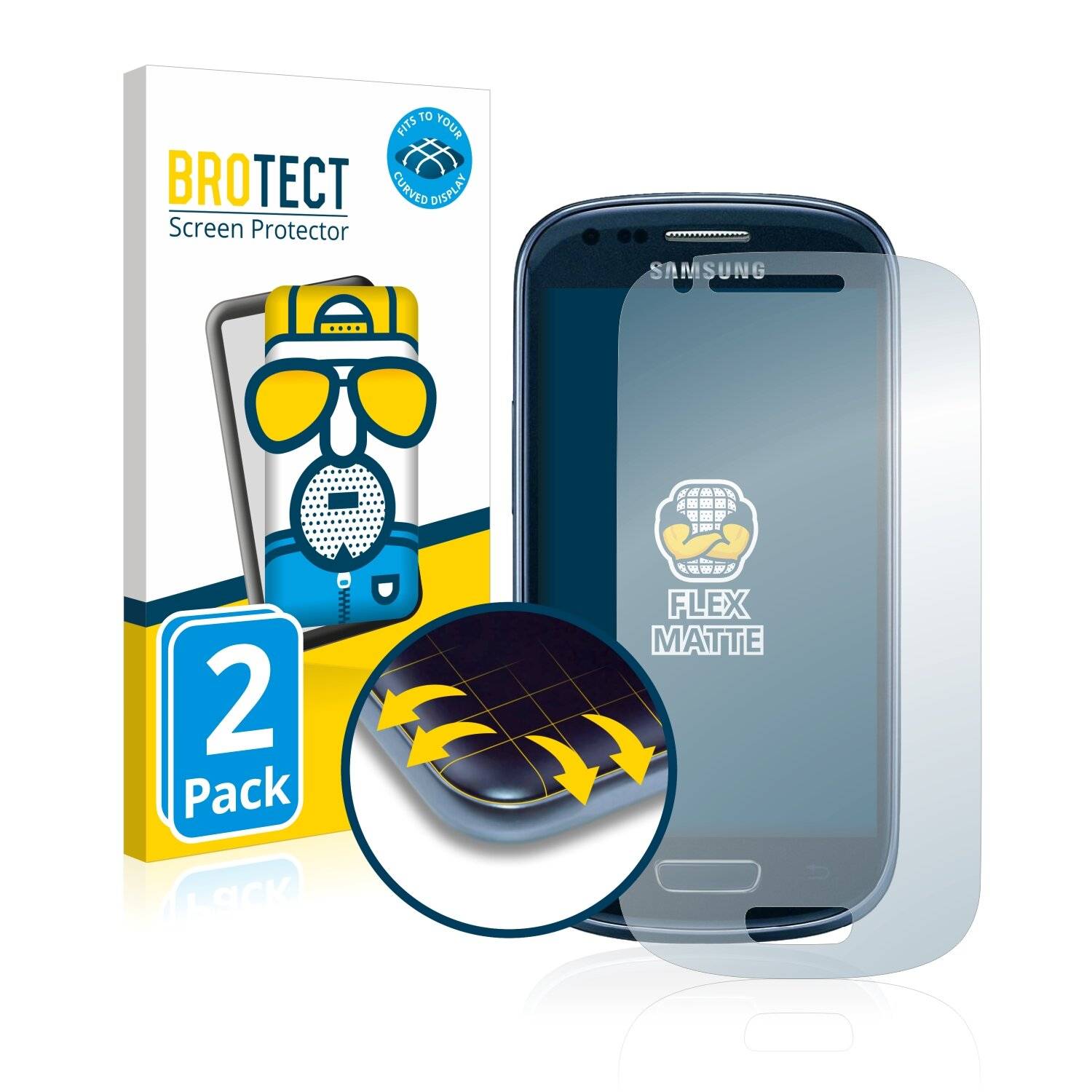 2x BROTECT Flex Matte Full-Cover Displayschutzfolie für Samsung Galaxy S3 Mini