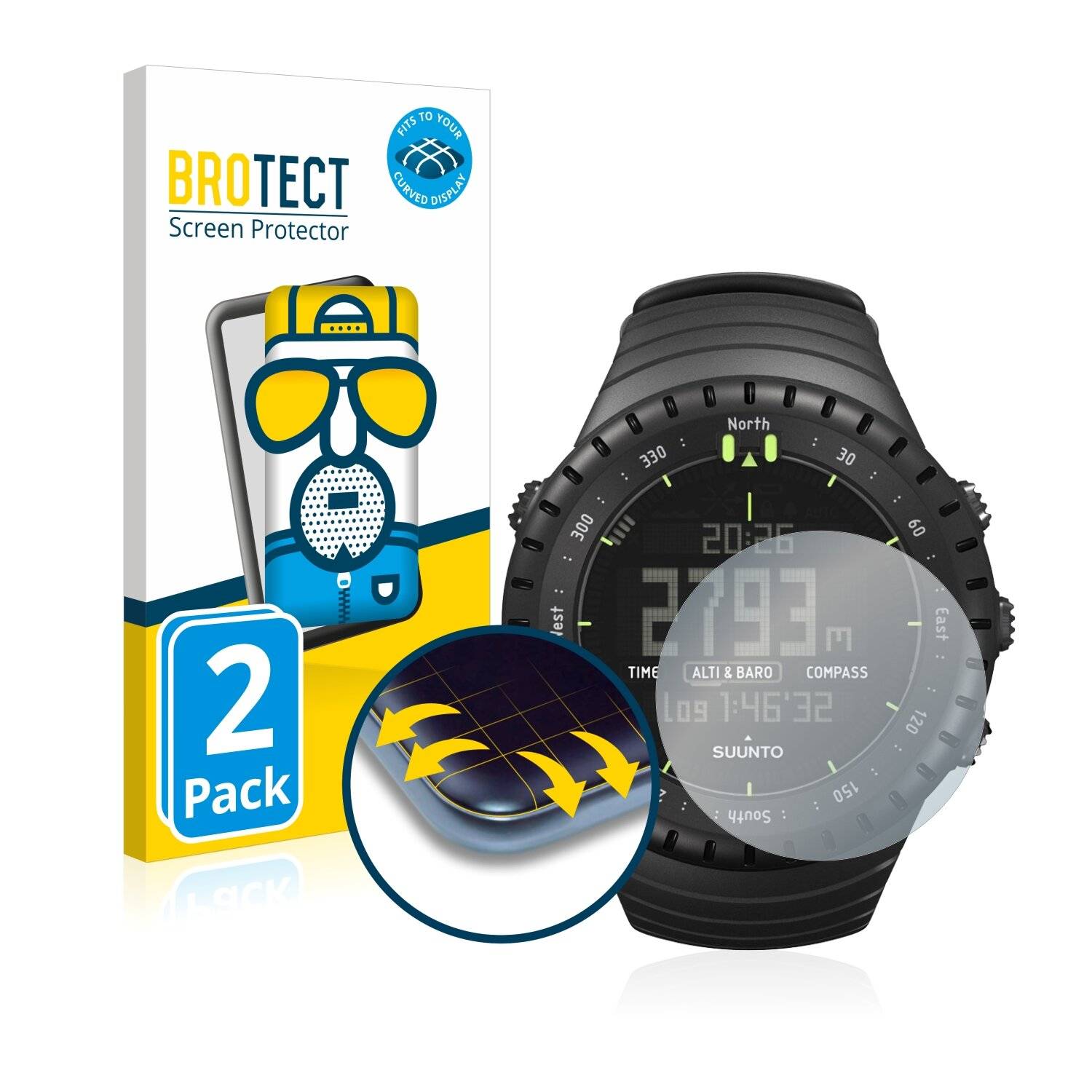 2x BROTECT Flex Matte Full-Cover Displayschutzfolie für Suunto Core All