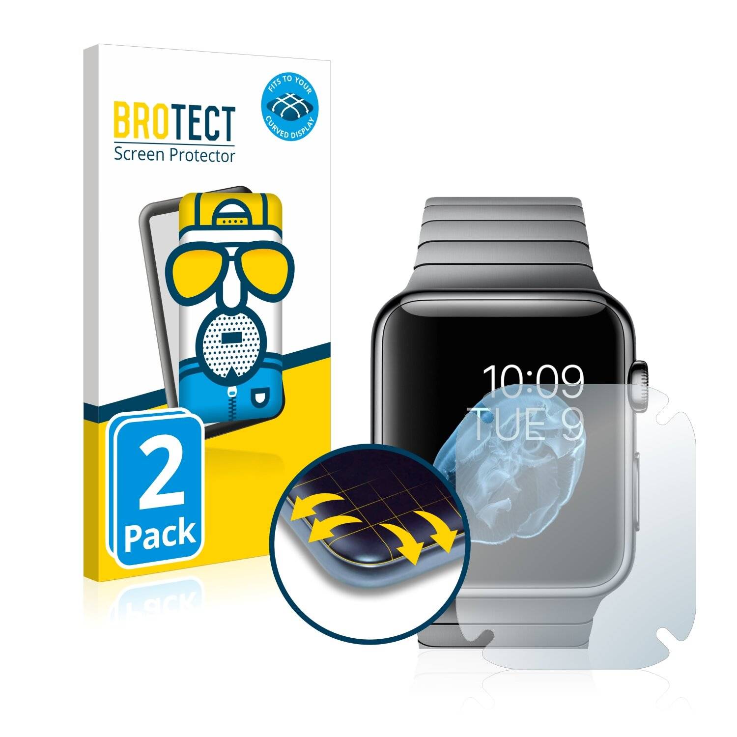 2x BROTECT Flex Matte Full-Cover Displayschutzfolie für Apple Watch 2014 (38
