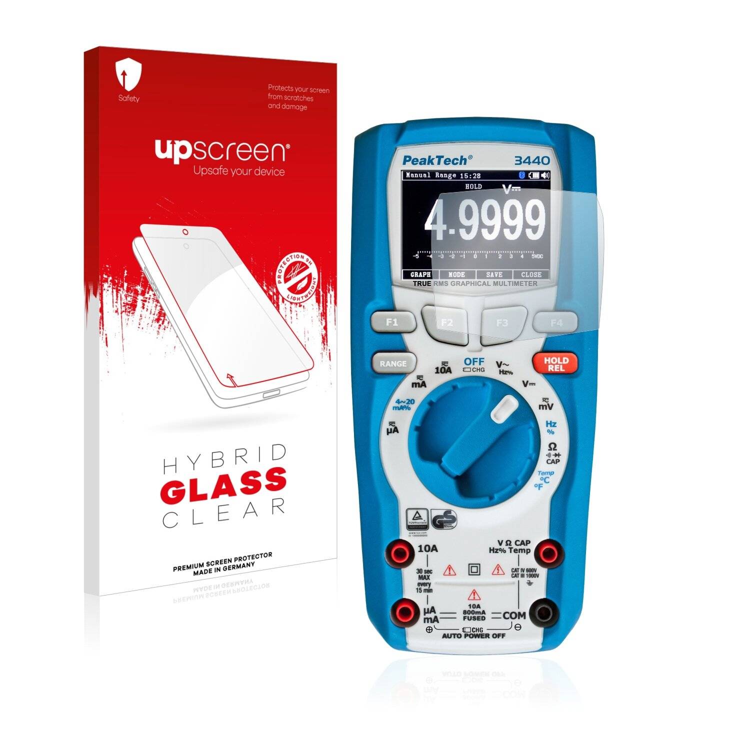 upscreen Hybrid Glass Clear Premium Schutzglas Folie für PeakTech