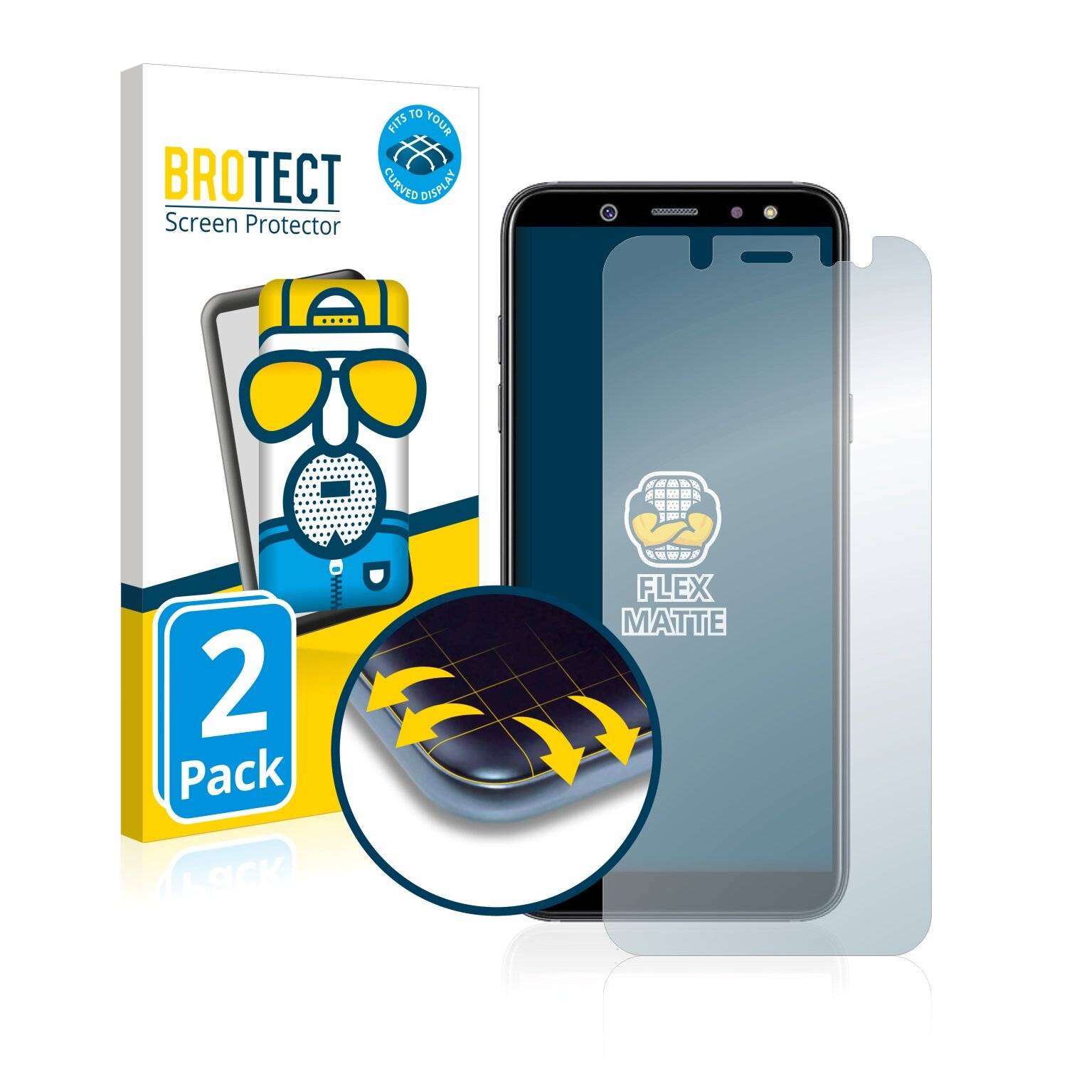 2x BROTECT Flex Matte Full-Cover Displayschutzfolie für Samsung Galaxy A6
