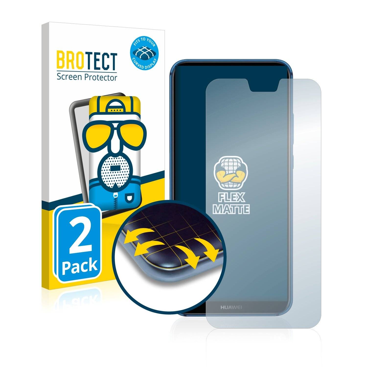 2x BROTECT Flex Matte Full-Cover Displayschutzfolie für Huawei P20 lite