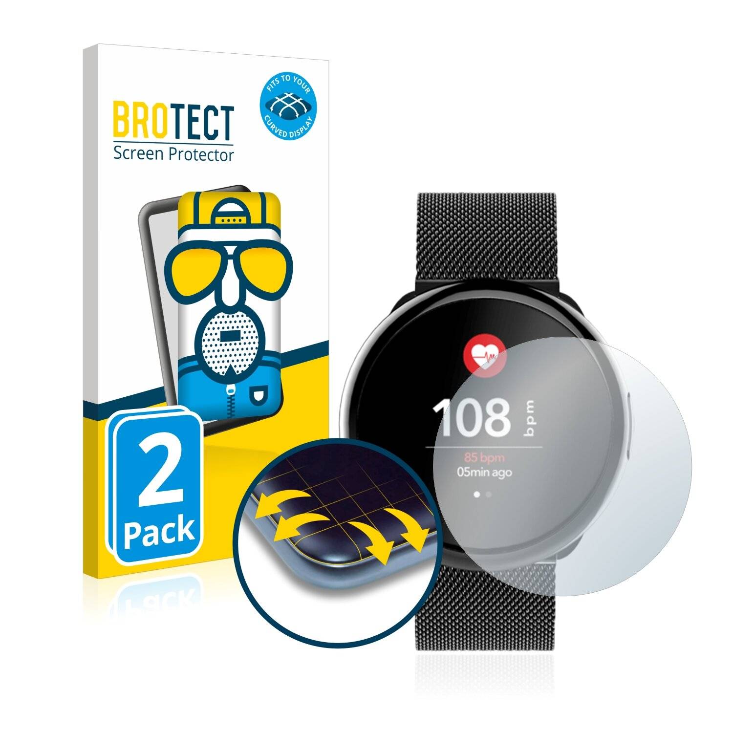 2x BROTECT Flex Matte Full-Cover Displayschutzfolie für MyKronoz ZeRound 2 HR