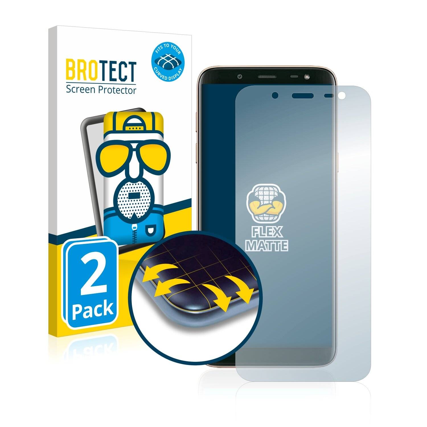 2x BROTECT Flex Matte Full-Cover Displayschutzfolie für Samsung Galaxy J6