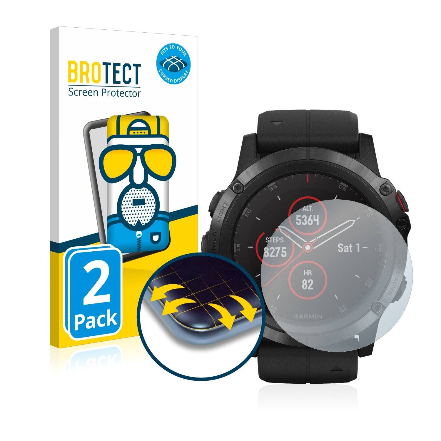 2x BROTECT Flex Matte Full-Cover Displayschutzfolie für Garmin Fenix 5X Plus (51