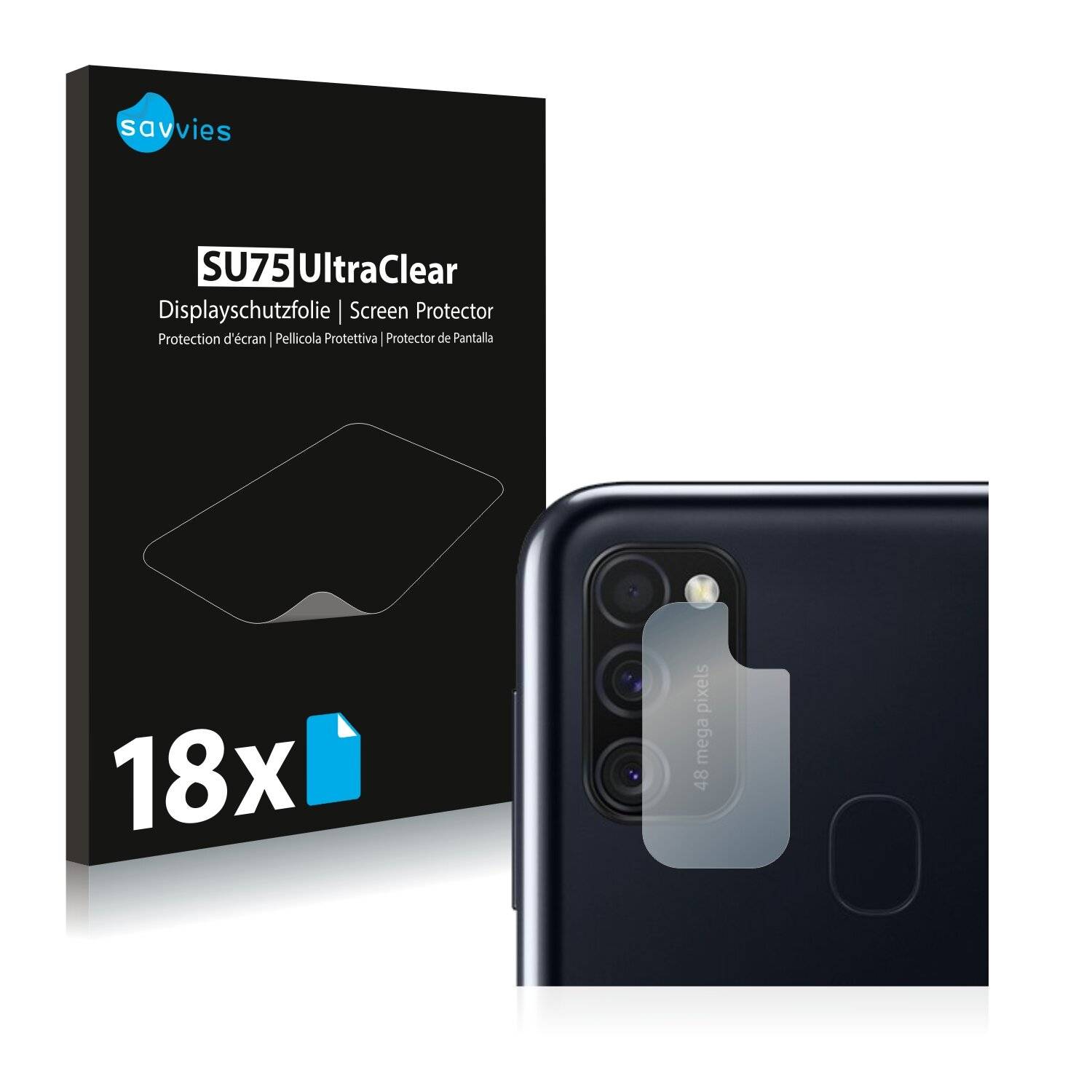 18x Savvies SU75 Displayschutzfolie für Samsung Galaxy M21 (NUR