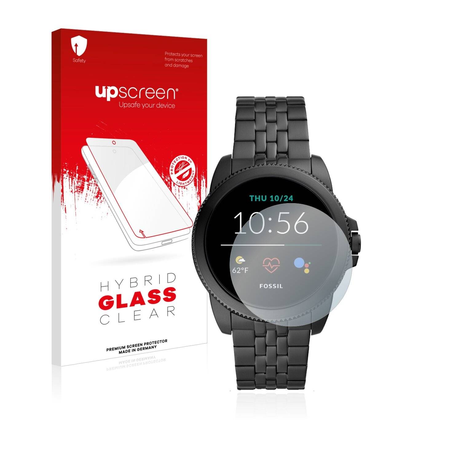 upscreen Hybrid Glass Clear Premium Schutzglas Folie für Fossil Gen