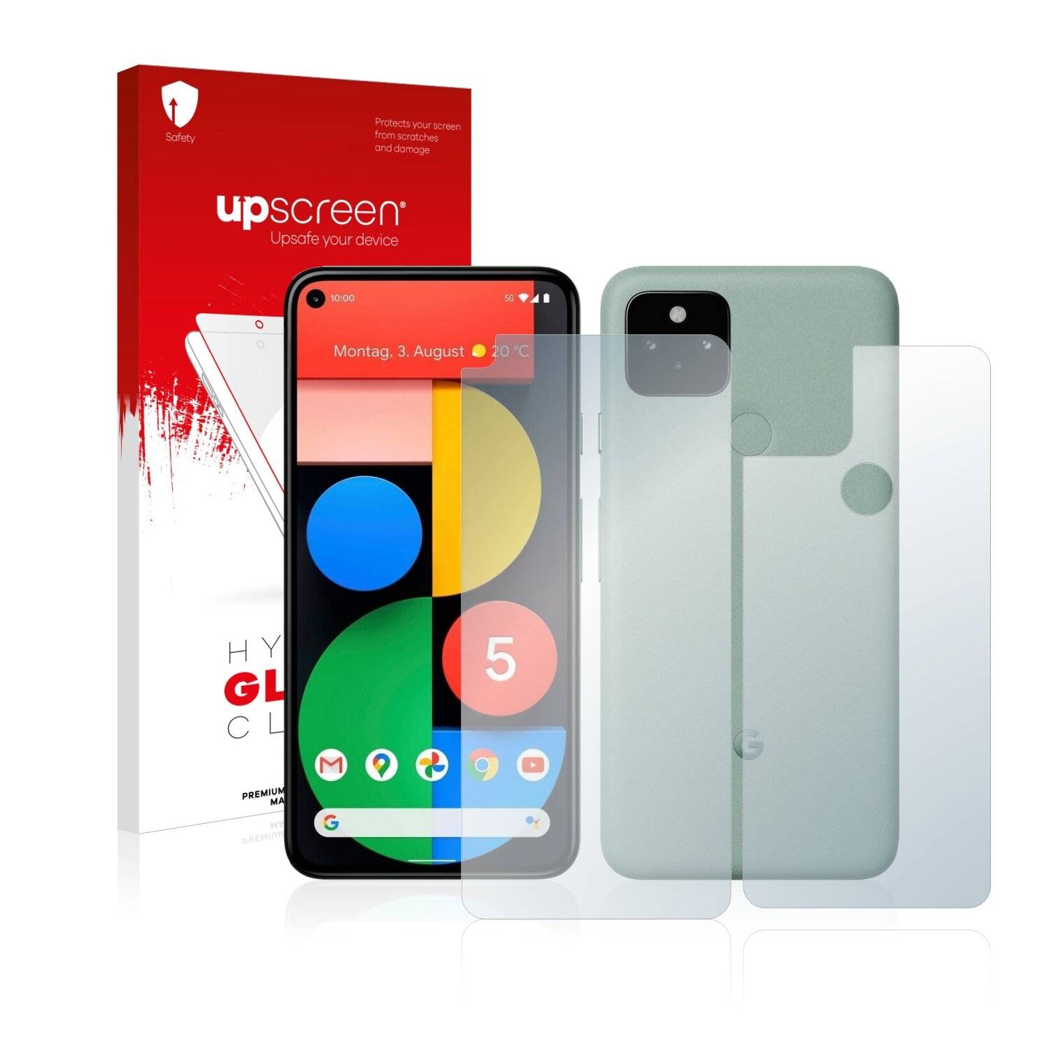 upscreen Hybrid Glass Clear Premium Schutzglas Folie für Google Pixel 5 (Vorder +