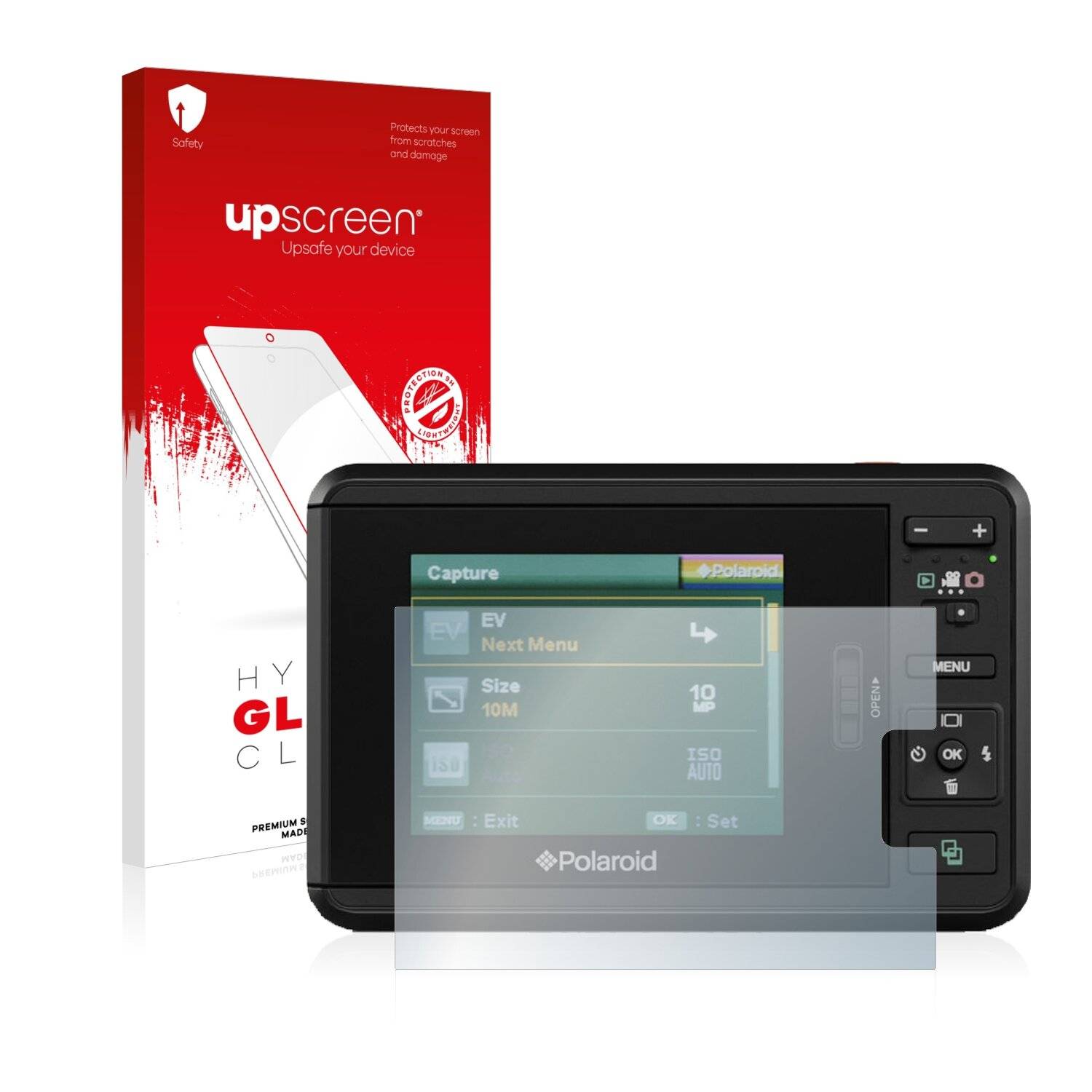 upscreen Hybrid Glass Clear Premium Schutzglas Folie für Polaroid