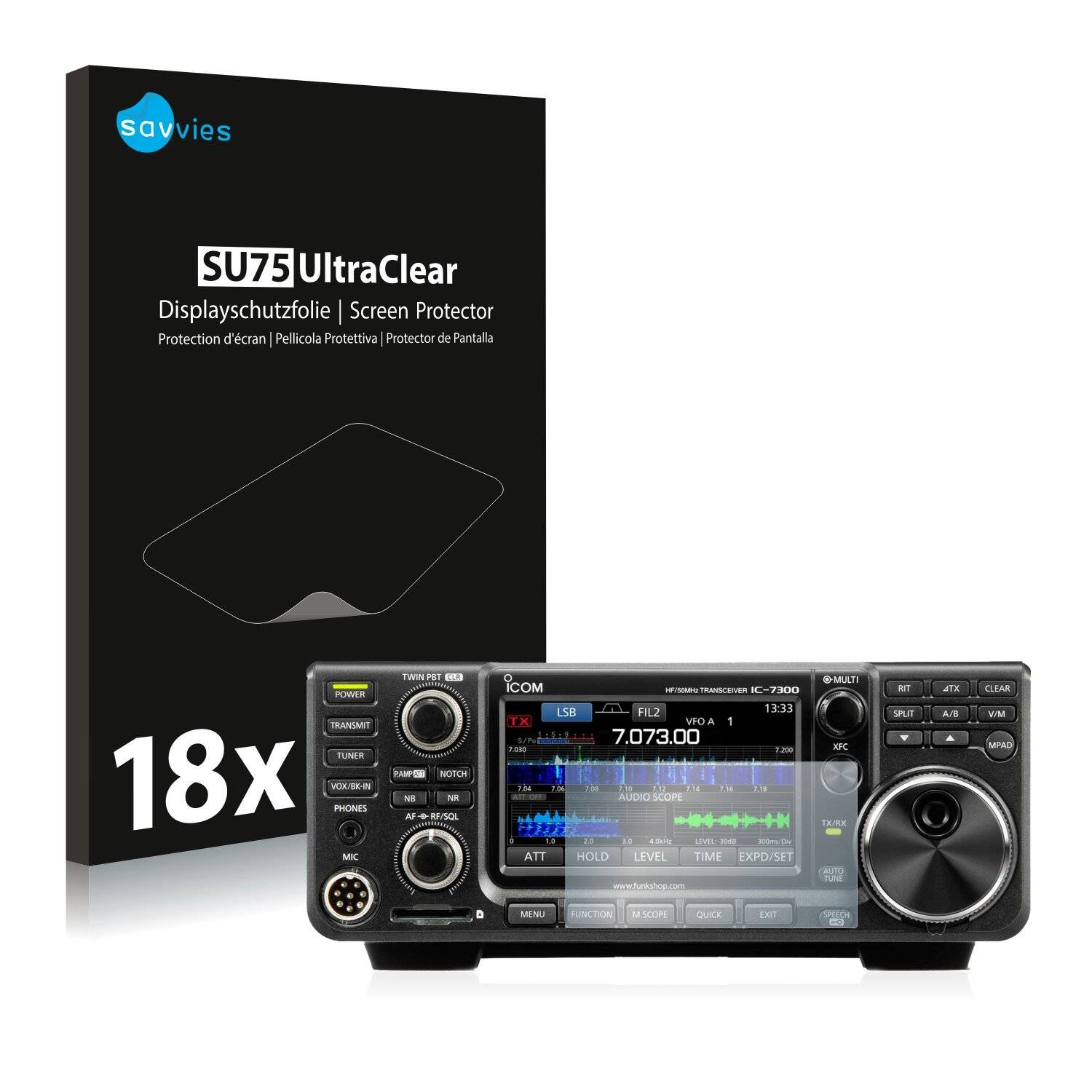 18x Savvies SU75 Displayschutzfolie für Icom
