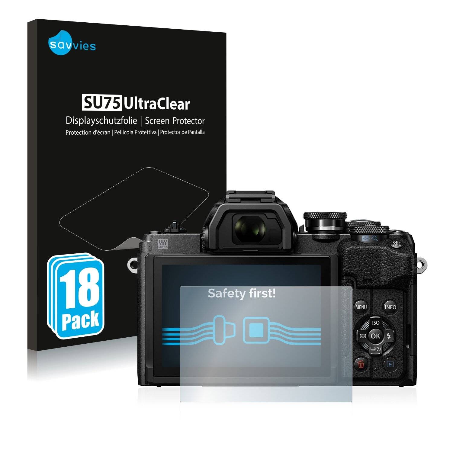 18x Savvies SU75 Displayschutzfolie für Olympus OM-D E-M10 Mark
