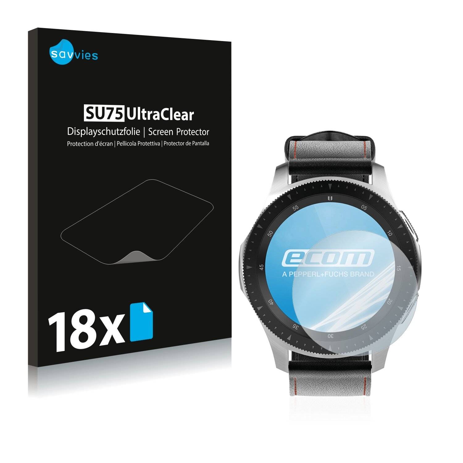 18x Savvies SU75 Displayschutzfolie für Ecom Smart-Ex Watch