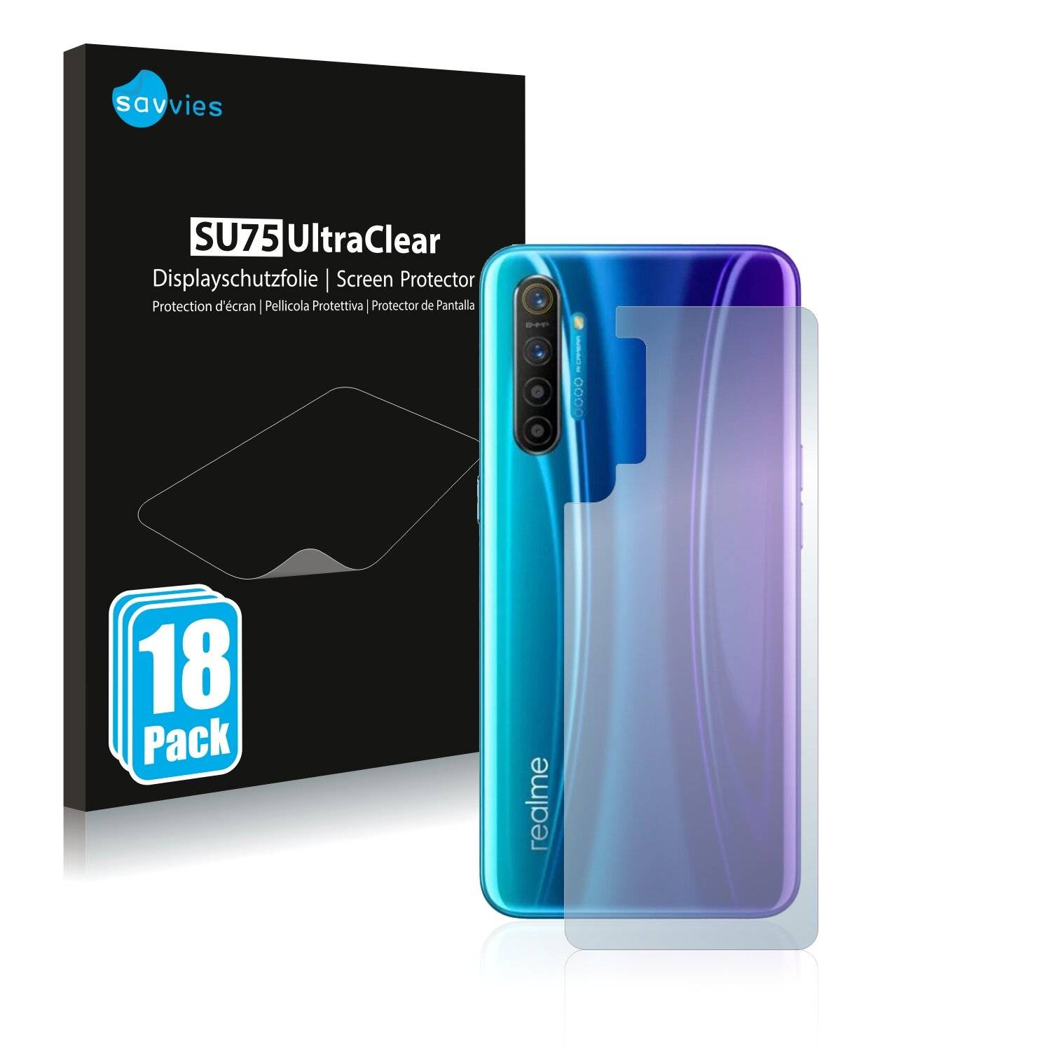 18x Savvies SU75 Displayschutzfolie für Realme X2