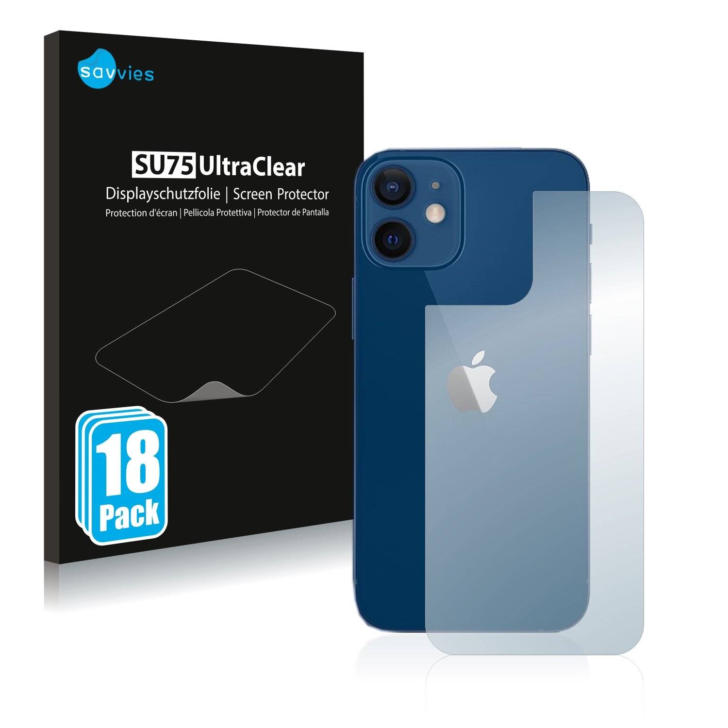 18x Savvies SU75 Displayschutzfolie für Apple iPhone 12