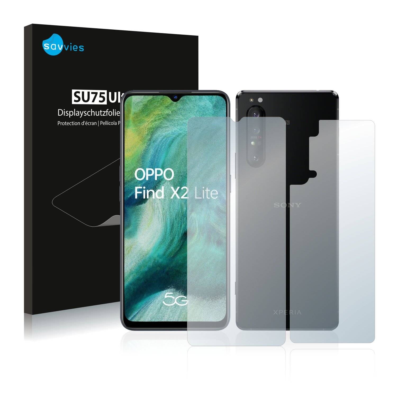 18x Savvies SU75 Displayschutzfolie für Oppo Find X2 Lite (Vorder +
