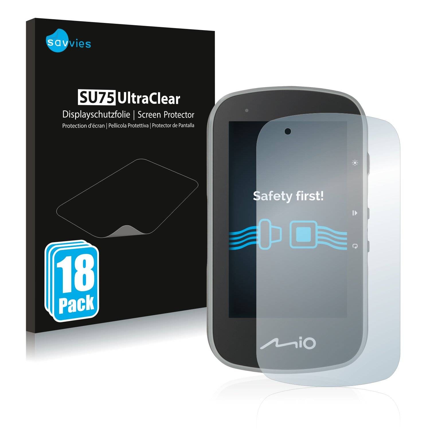 18x Savvies SU75 Displayschutzfolie für Mitac Mio Cyclo Discover