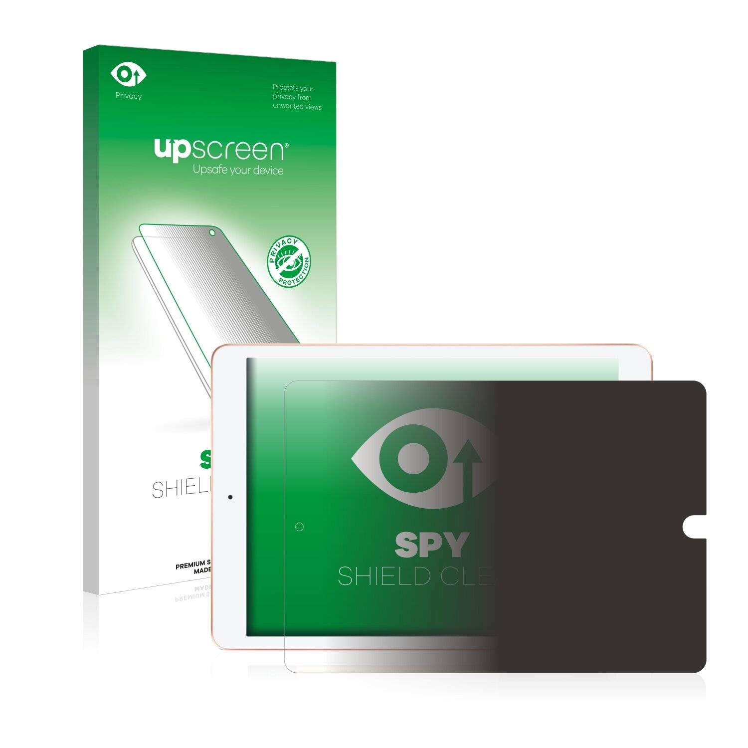 upscreen Spy Shield Clear Premium Blickschutzfolie für Apple iPad WiFi Cellular 10.2 2020