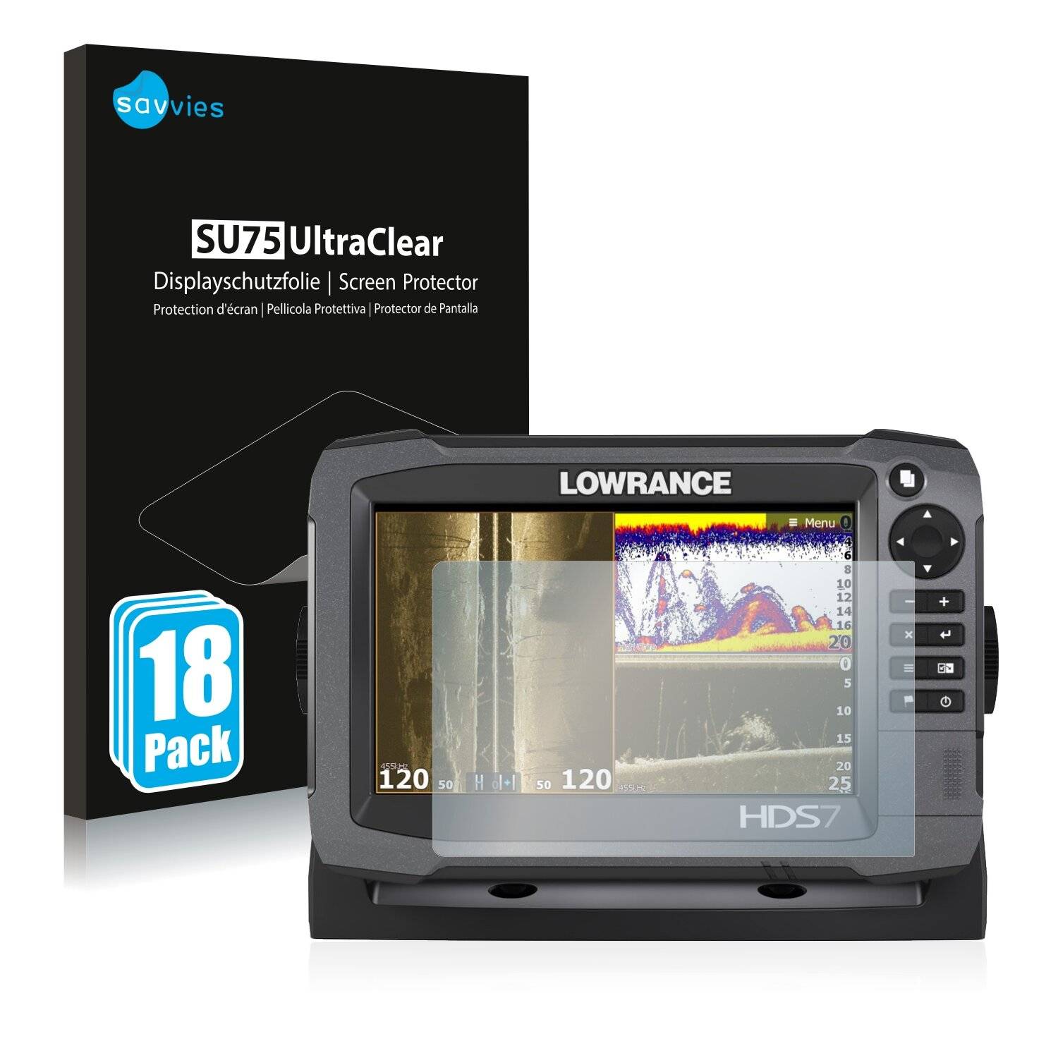 18x Savvies SU75 Displayschutzfolie für Lowrance HDS-7