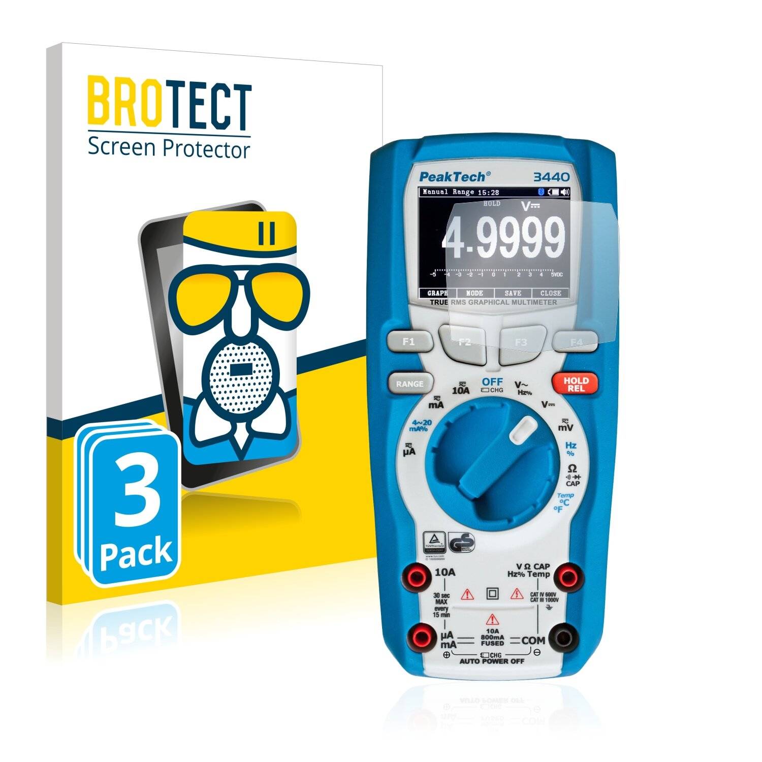 3x BROTECT AirGlass Matte Schutzglas Folie für PeakTech