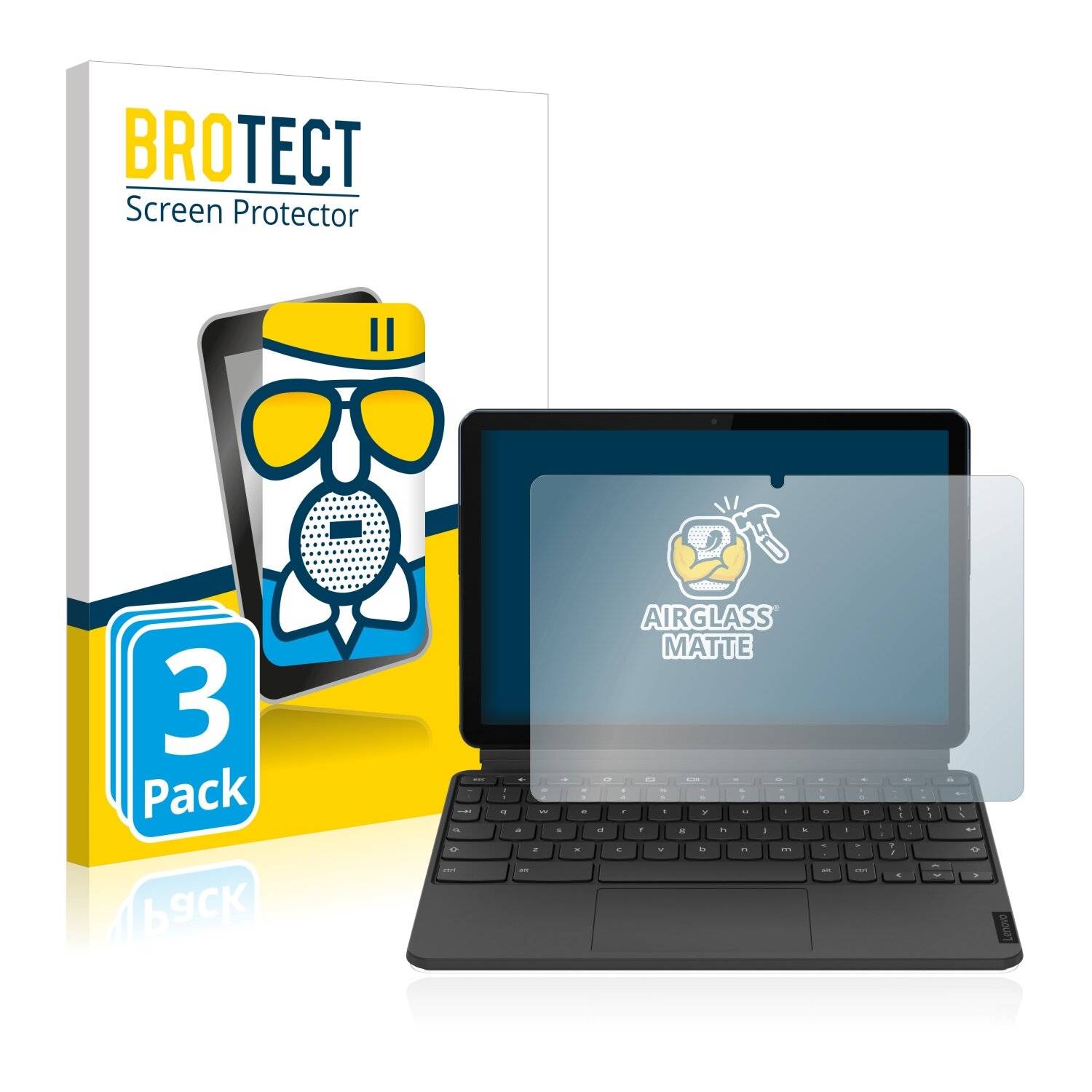 3x BROTECT AirGlass Matte Schutzglas Folie für Lenovo IdeaPad Duet Chromebook (im