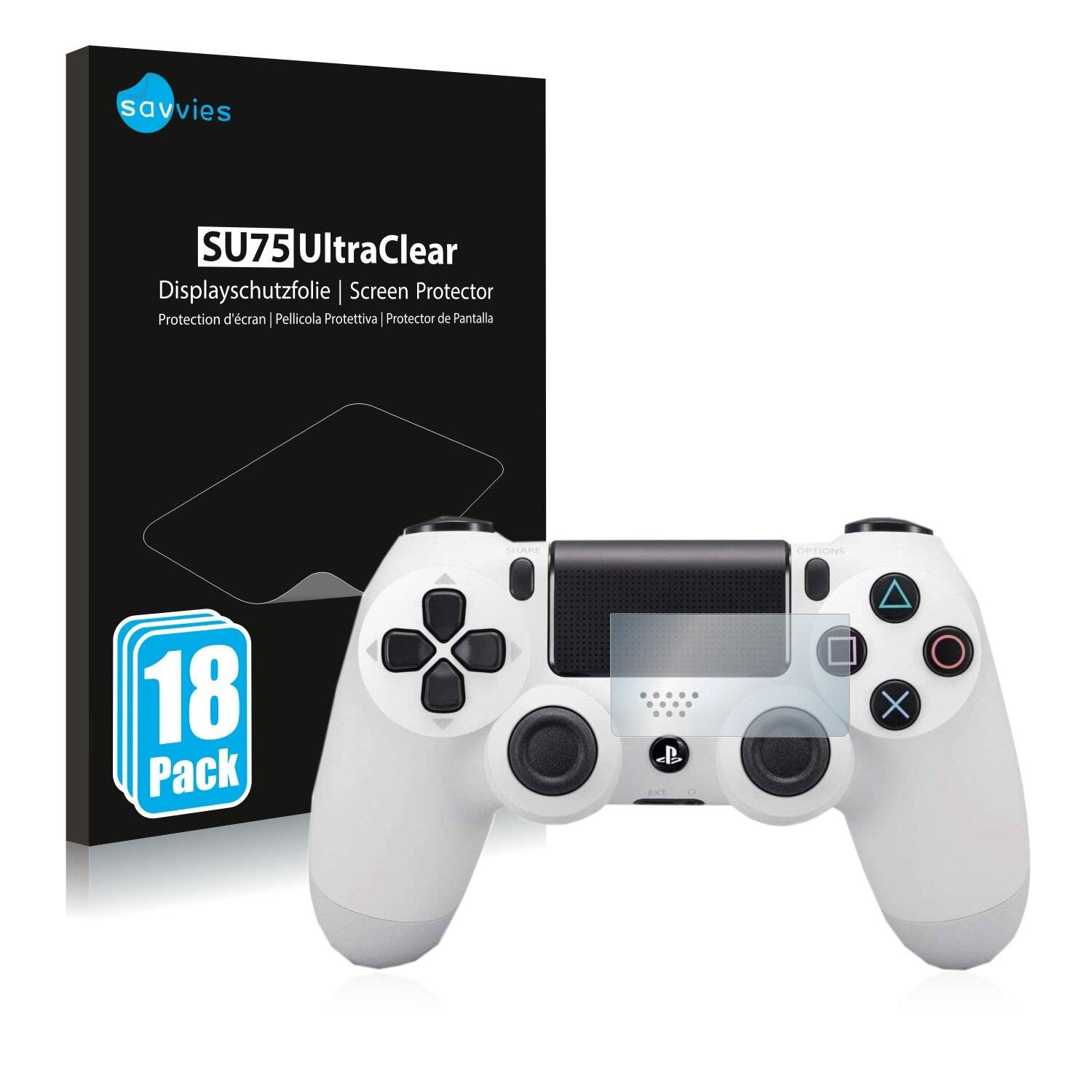 18x Savvies SU75 Displayschutzfolie für Sony Playstation 4 PS4 Dualshock Controller