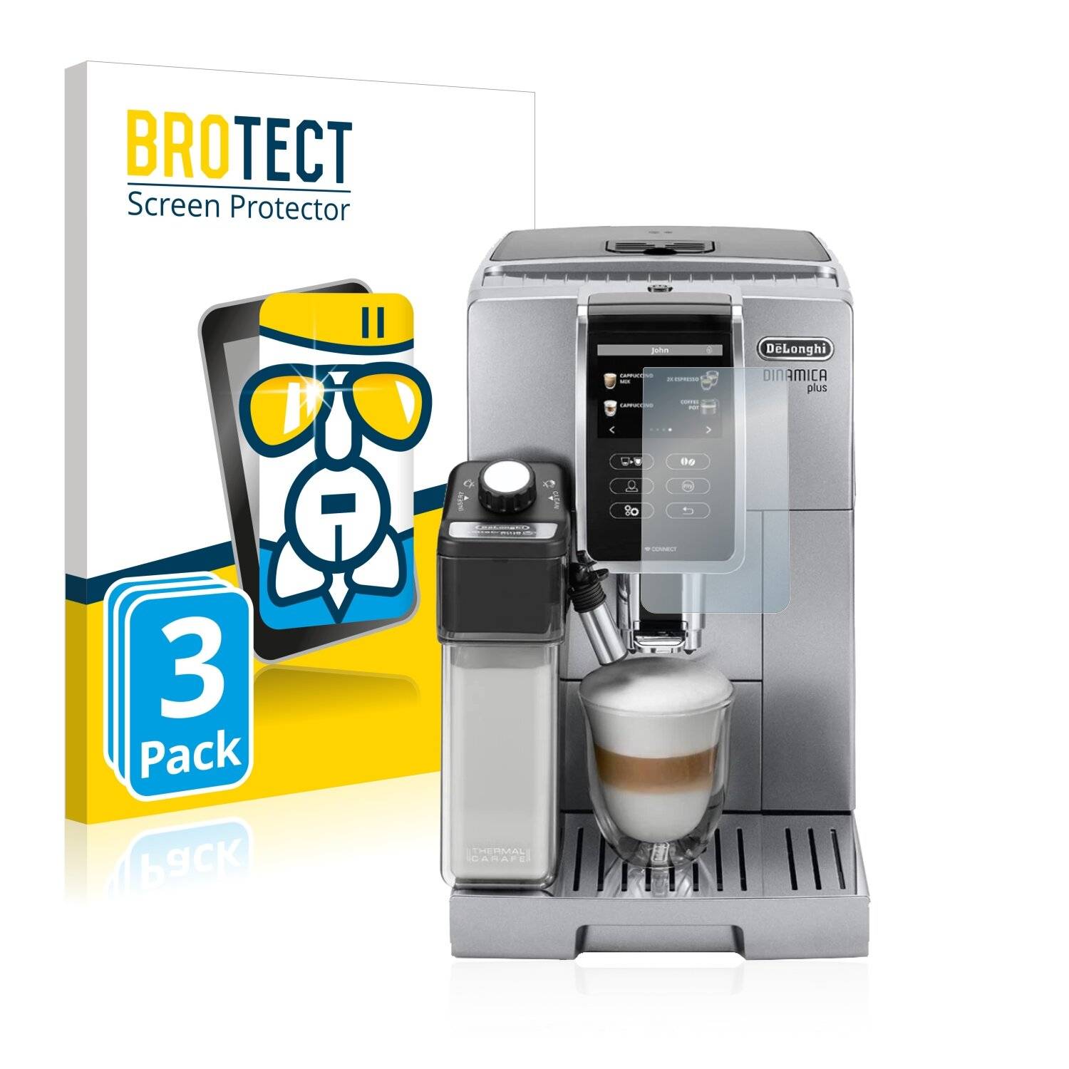 3x BROTECT AirGlass Schutzglas Folie für DeLonghi Dinamica Plus