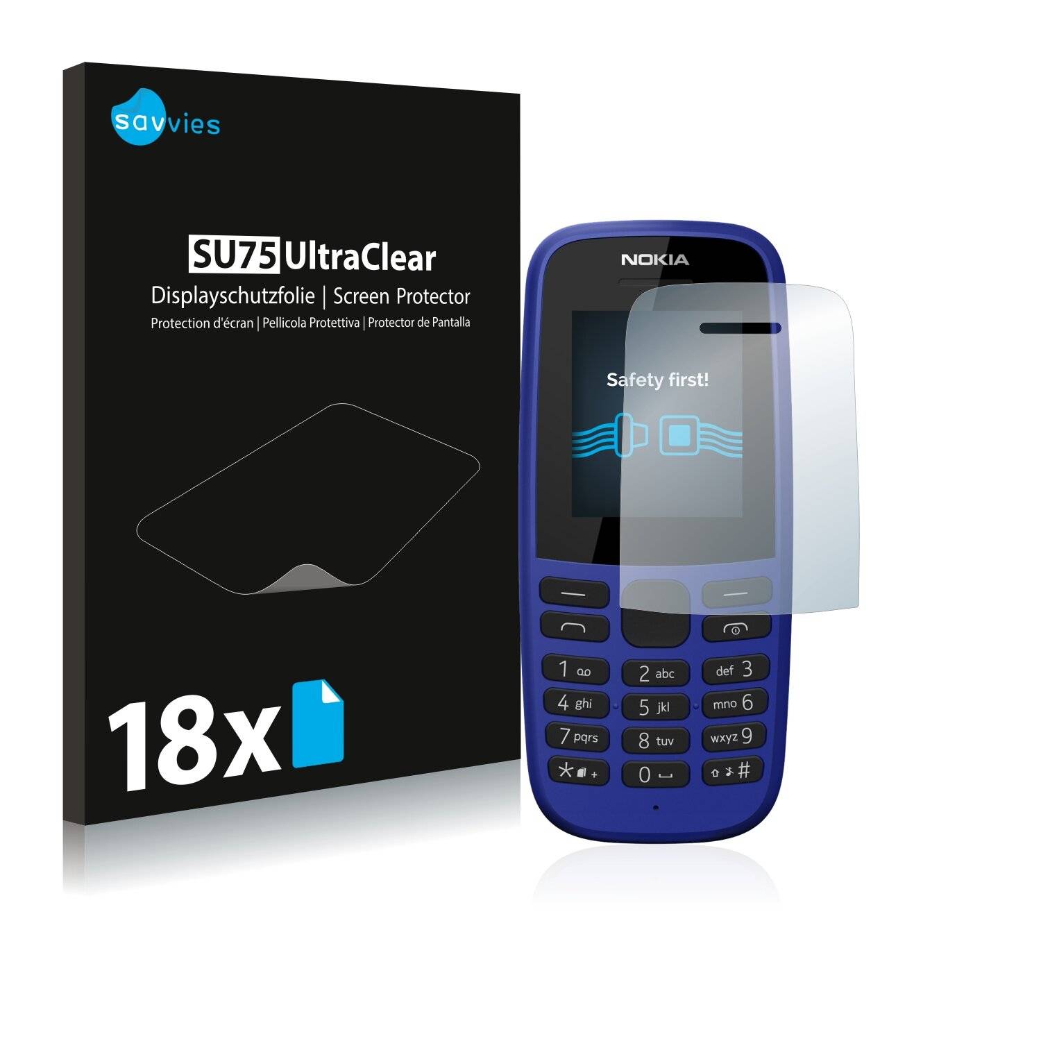 18x Savvies SU75 Displayschutzfolie für Nokia 105 DS
