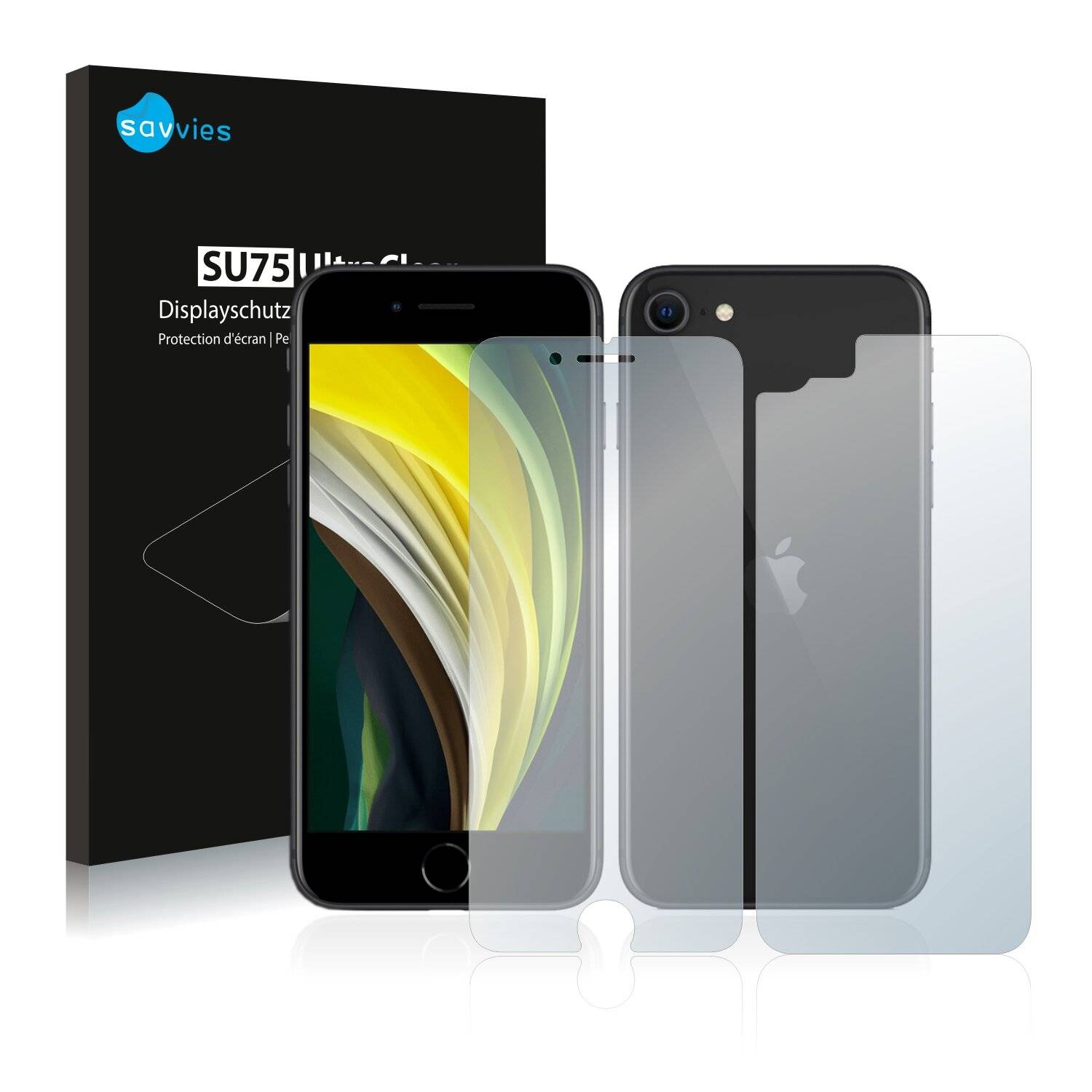 18x Savvies SU75 Displayschutzfolie für Apple iPhone SE 2 2020 (Vorder +