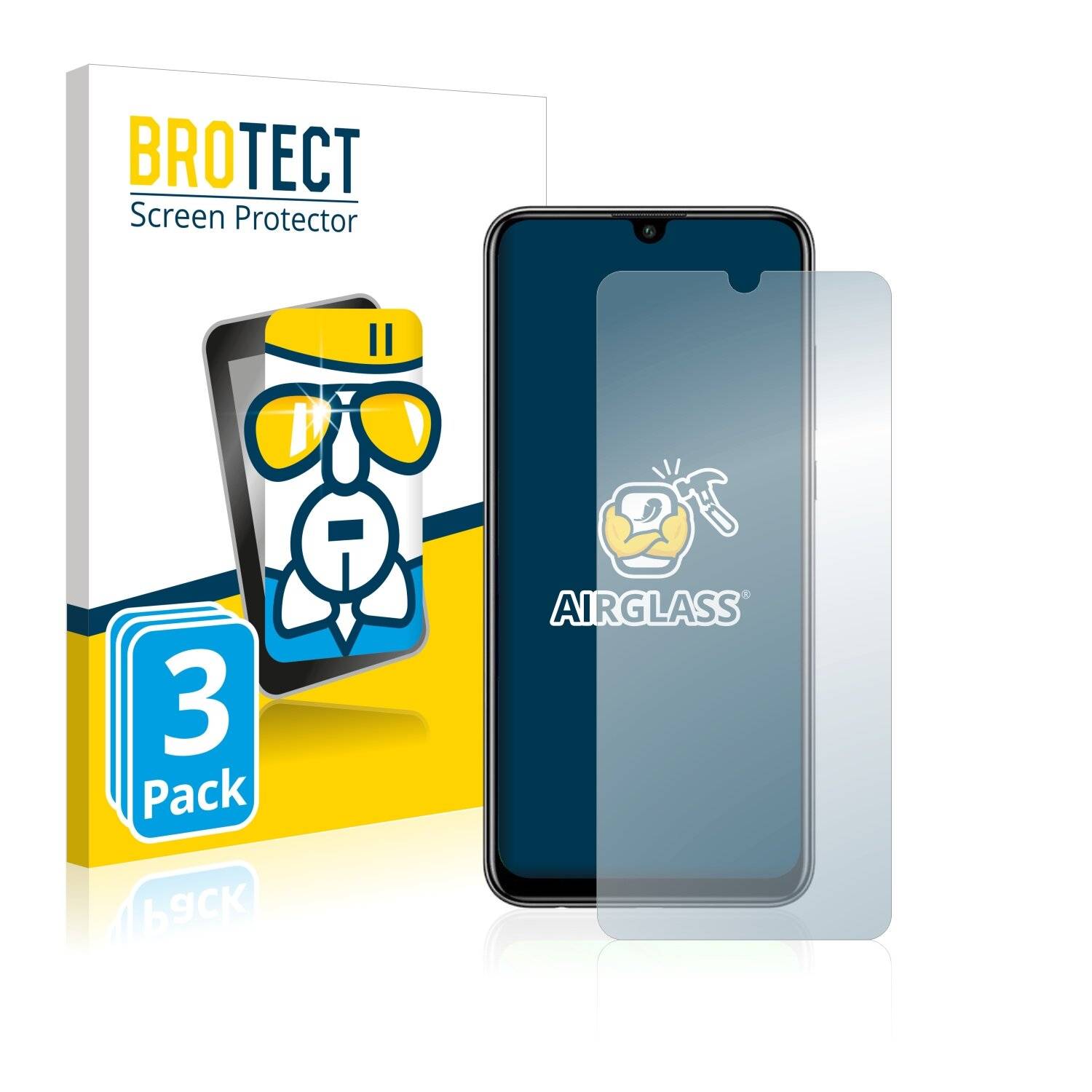 3x BROTECT AirGlass Schutzglas Folie für Huawei P smart