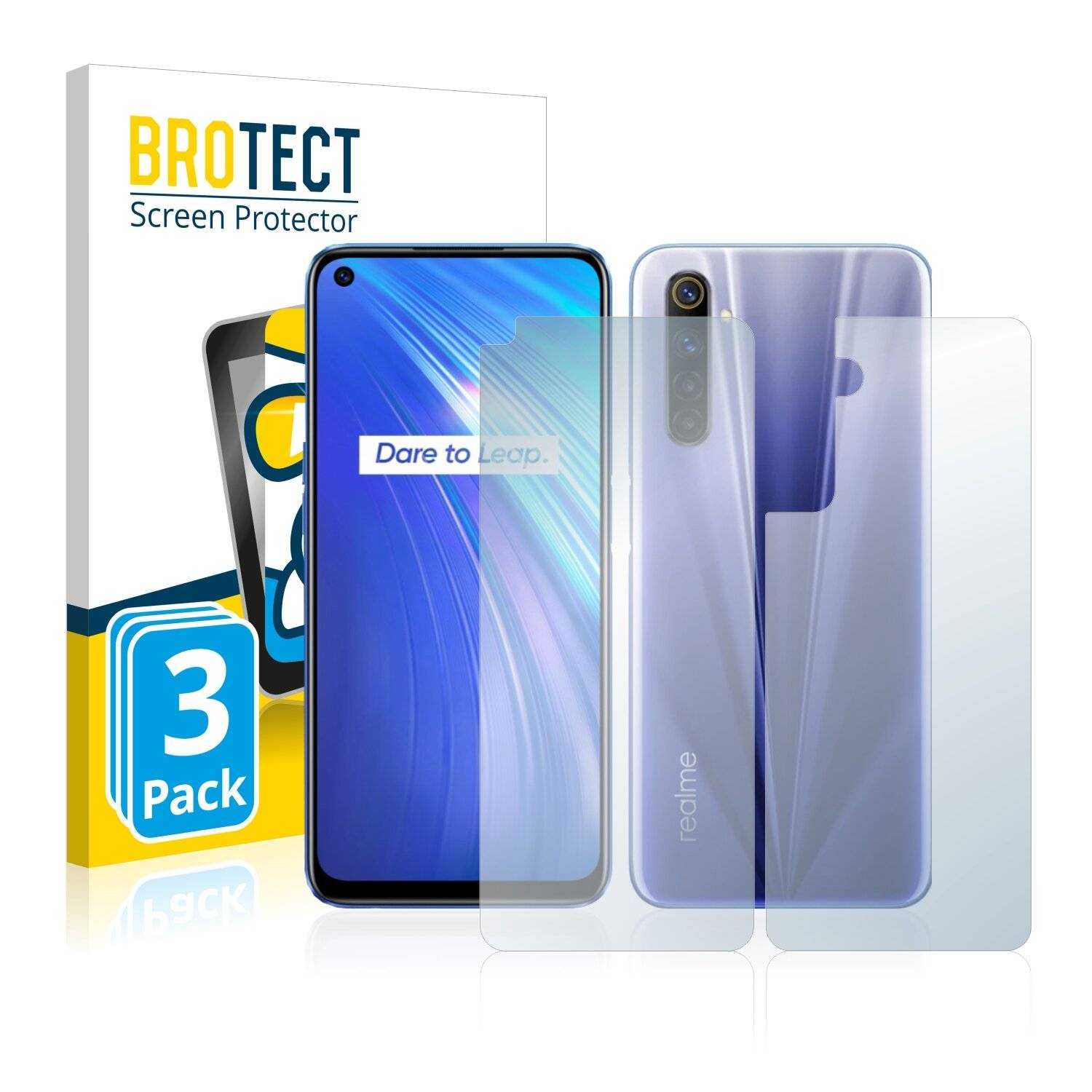 3x BROTECT AirGlass Schutzglas Folie für Realme 6 (Vorder +