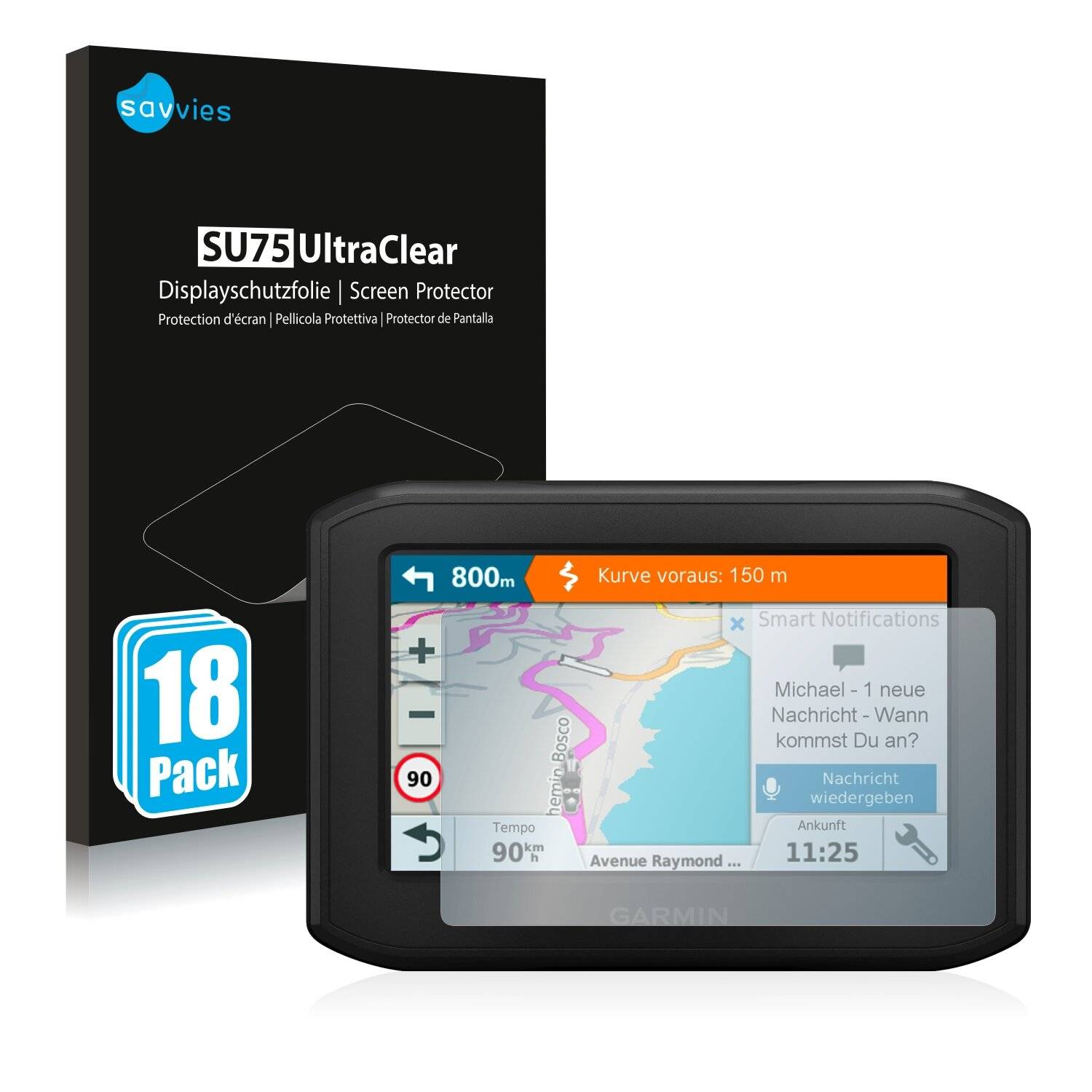 18x Savvies SU75 Displayschutzfolie für Garmin zumo