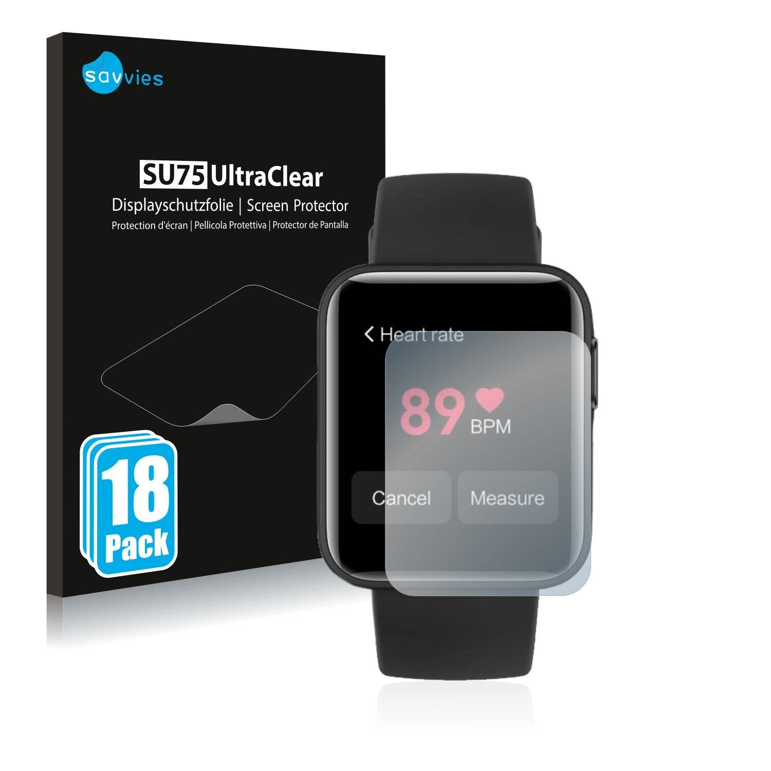18x Savvies SU75 Displayschutzfolie für Xiaomi Mi Watch