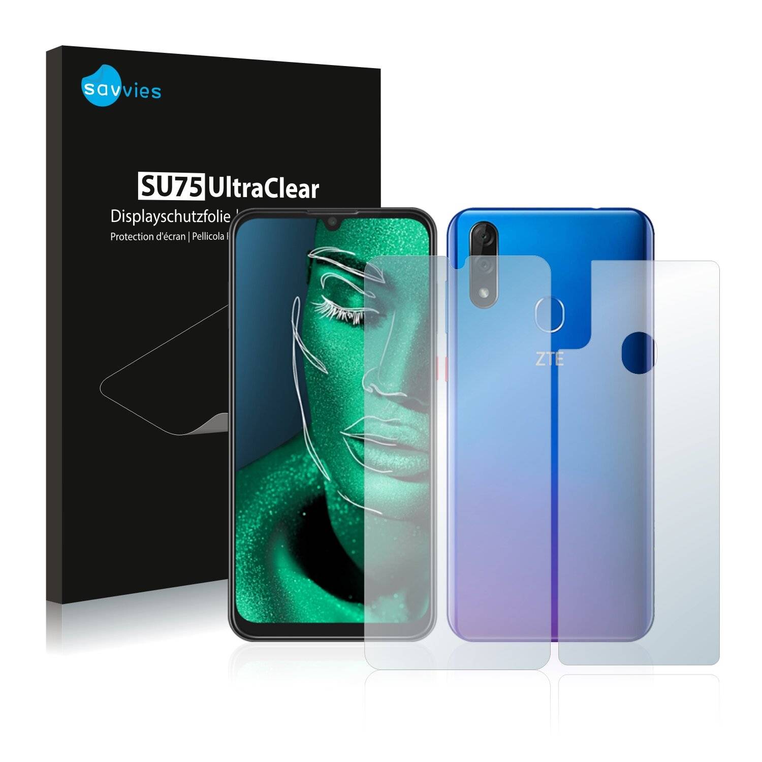 18x Savvies SU75 Displayschutzfolie für ZTE Blade 10 (Vorder +