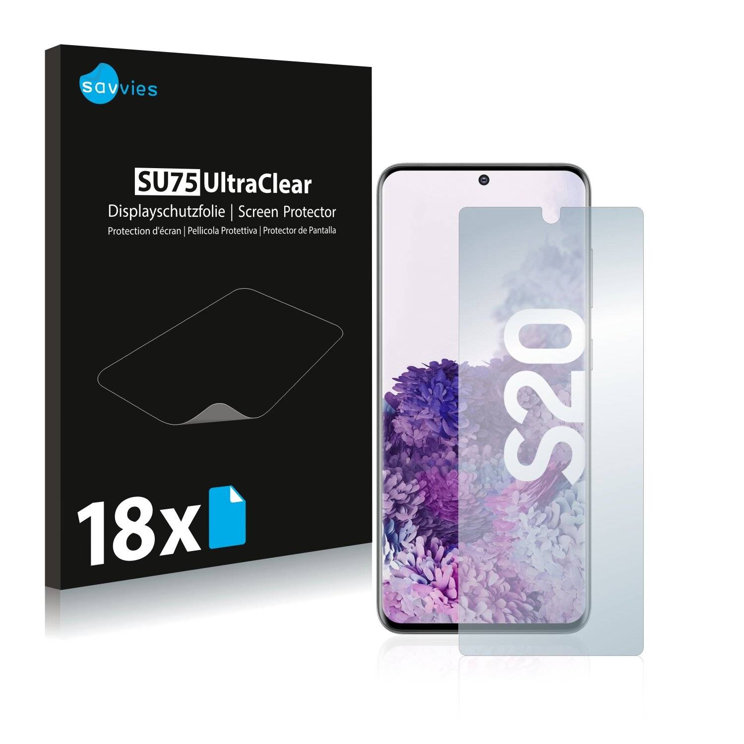 18x Savvies SU75 Displayschutzfolie für Samsung Galaxy