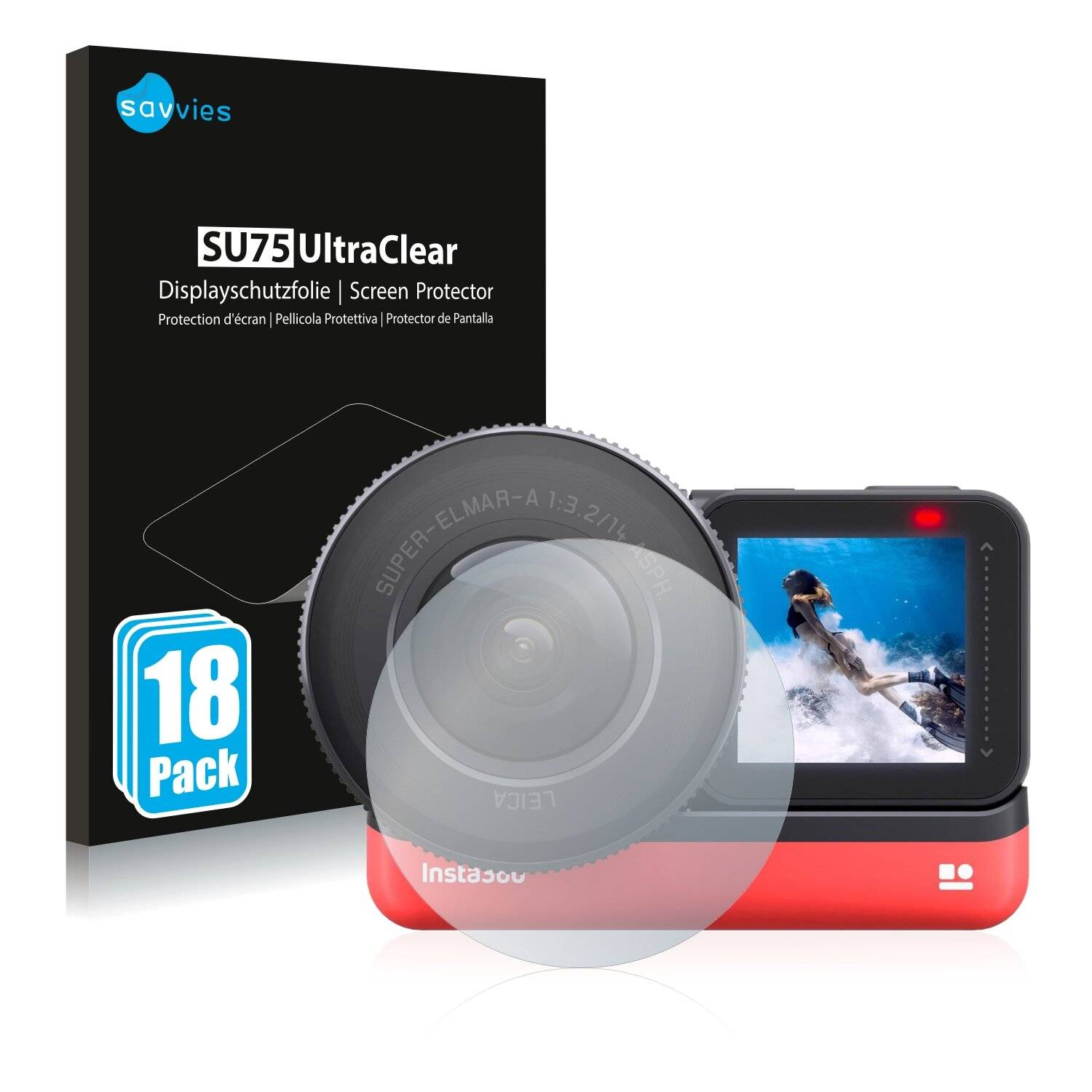18x Savvies SU75 Displayschutzfolie für Insta360 One R 1-Inch Edition Dual-Lens 360 Mod