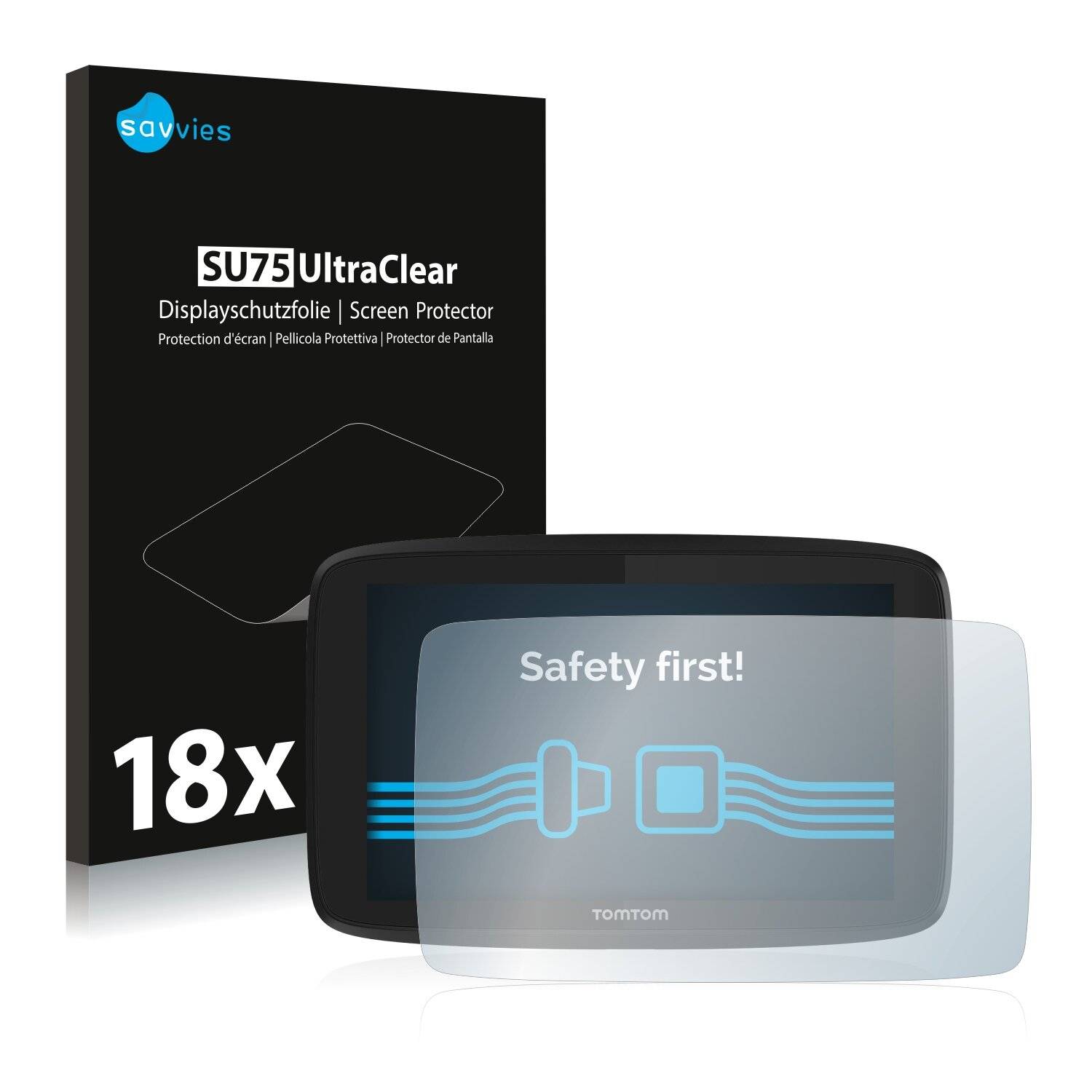 18x Savvies SU75 Displayschutzfolie für TomTom Go Professional