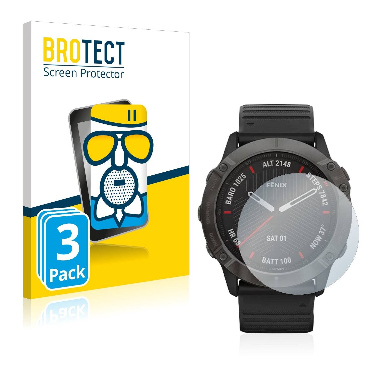 3x BROTECT AirGlass Matte Schutzglas Folie für Garmin Fenix 6X Pro