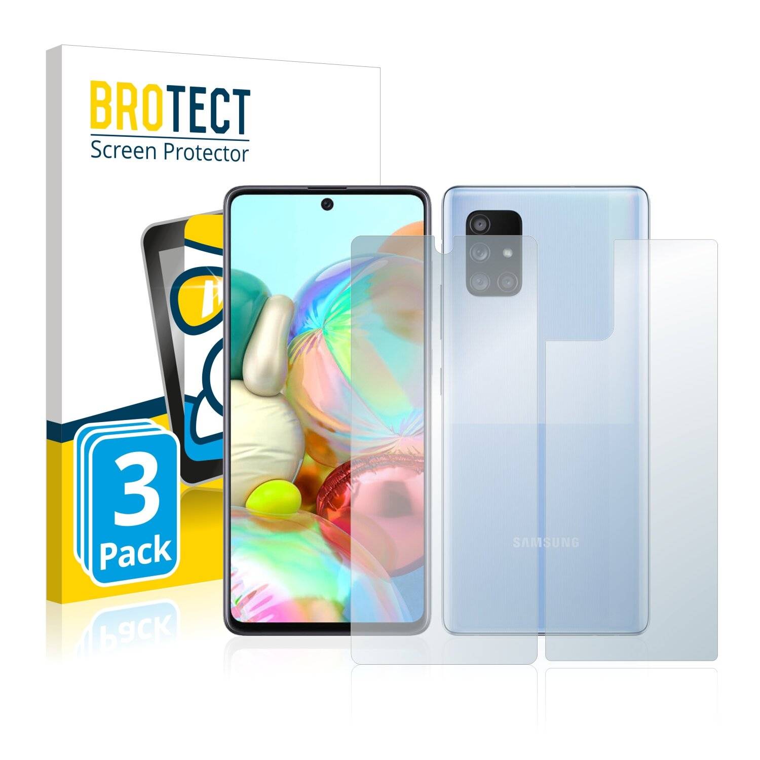 3x BROTECT AirGlass Schutzglas Folie für Samsung Galaxy A71 5G (Vorder +
