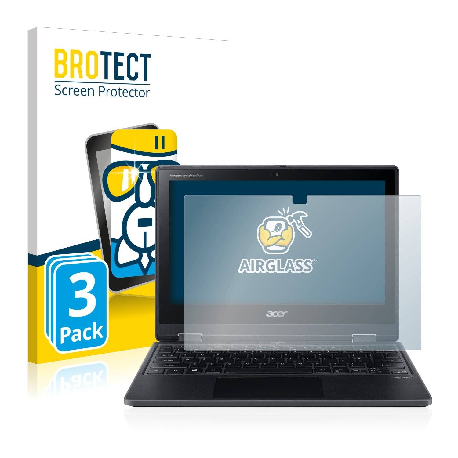 3x BROTECT AirGlass Schutzglas Folie für Acer TravelMate Spin
