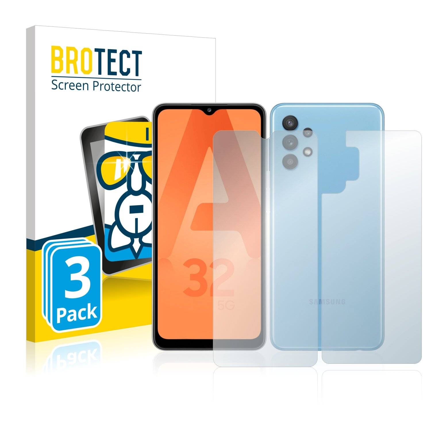 3x BROTECT AirGlass Schutzglas Folie für Samsung Galaxy A32 5G (Vorder +
