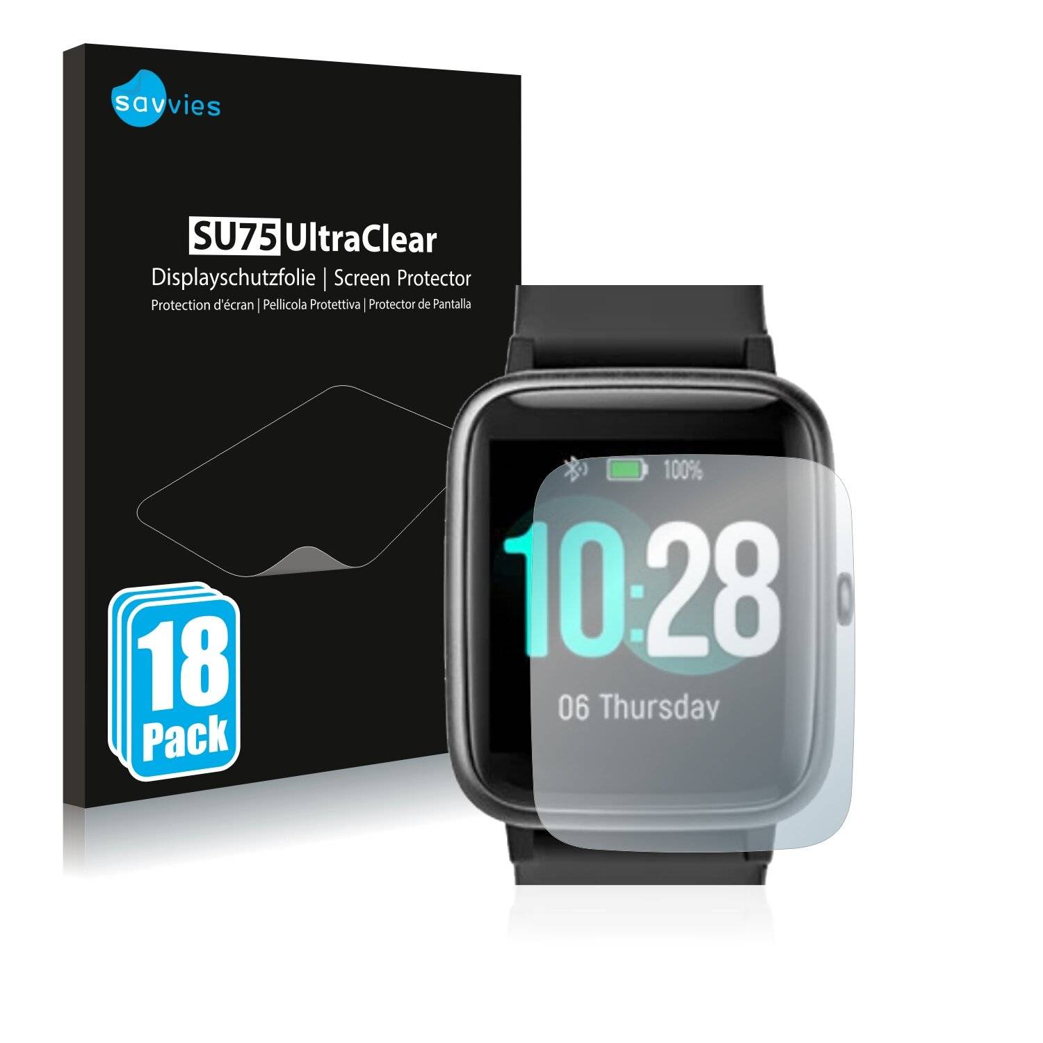 18x Savvies SU75 Displayschutzfolie für Ulefone Watch