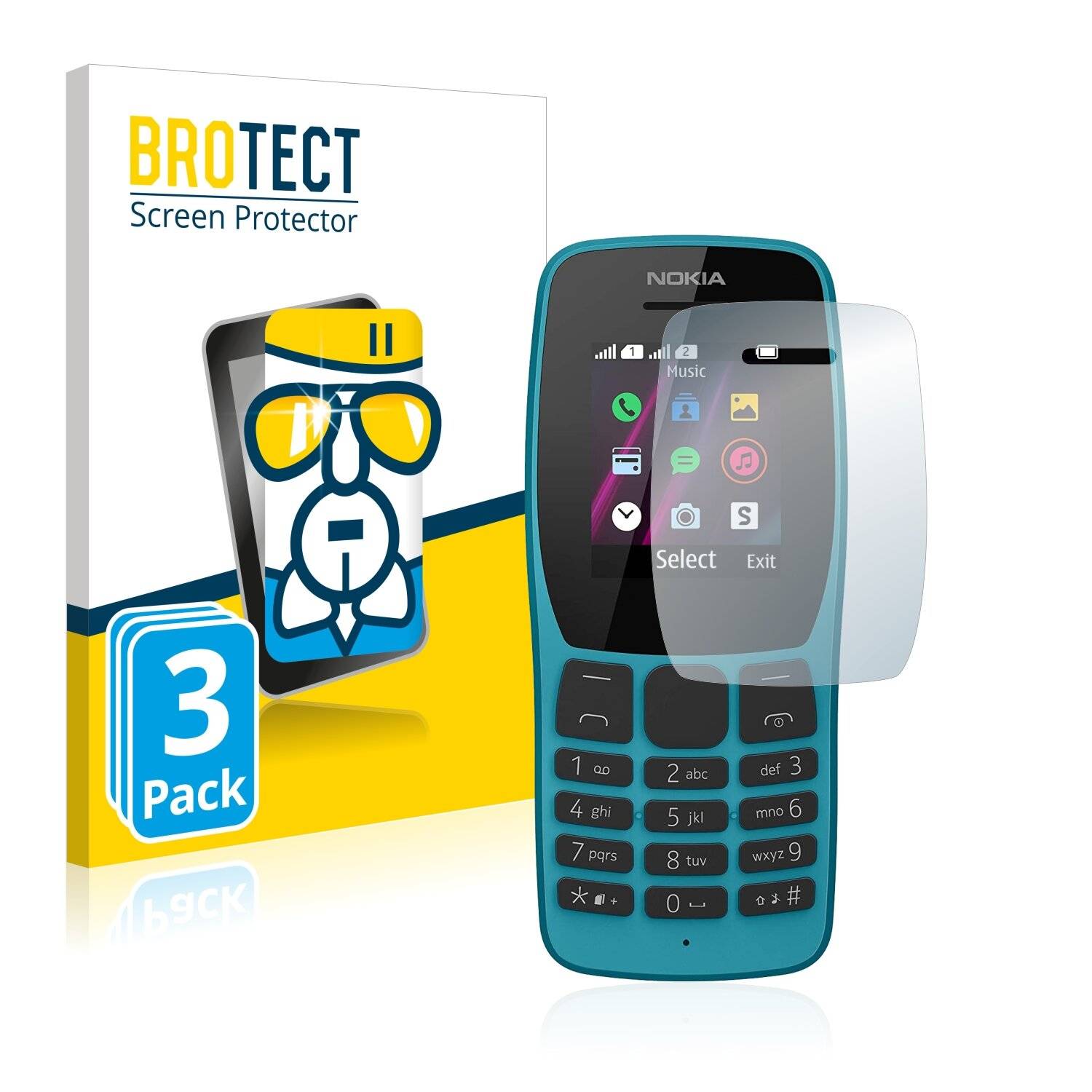 3x BROTECT AirGlass Schutzglas Folie für Nokia 110