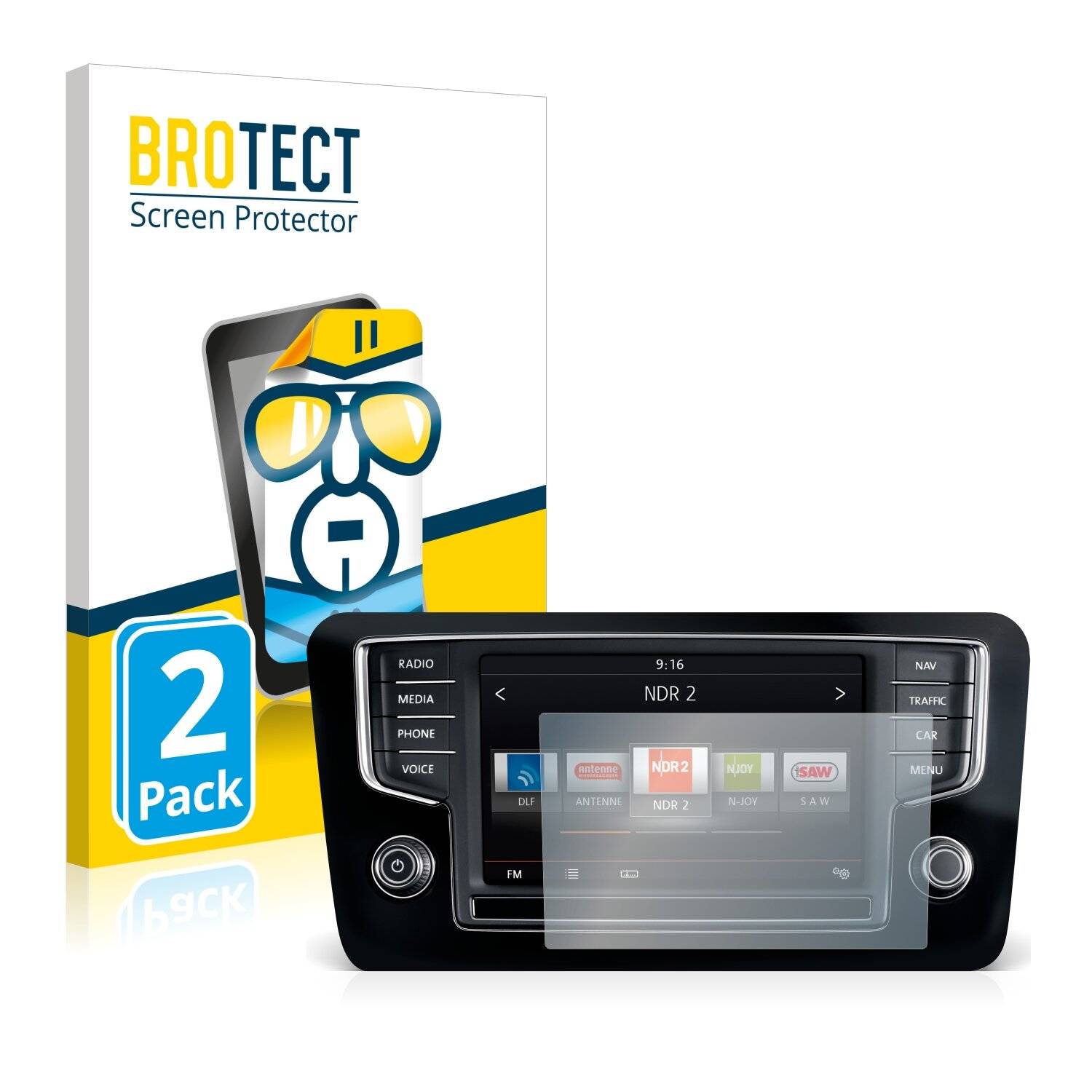 2x BROTECT HD-Clear Displayschutzfolie für Volkswagen Sharan 2015 Composition Media 6.5
