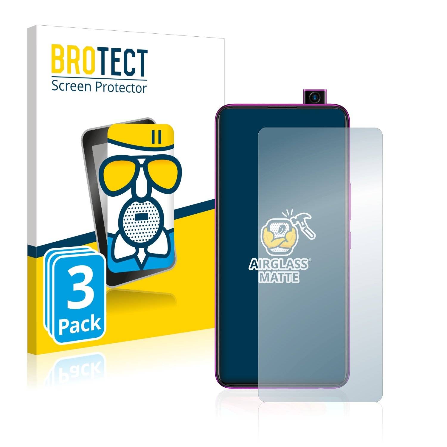 3x BROTECT AirGlass Matte Schutzglas Folie für Infinix S5